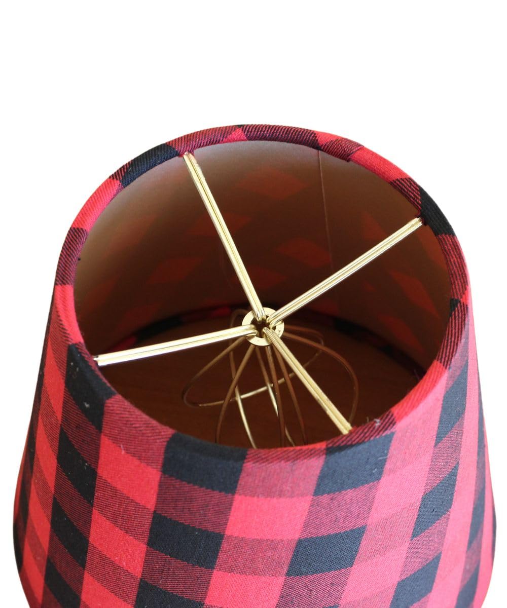5''X8''X7Heartland Hardback Empire Edson Clip On Lampshade, Lumberjack Buffalo Flannel Fabric