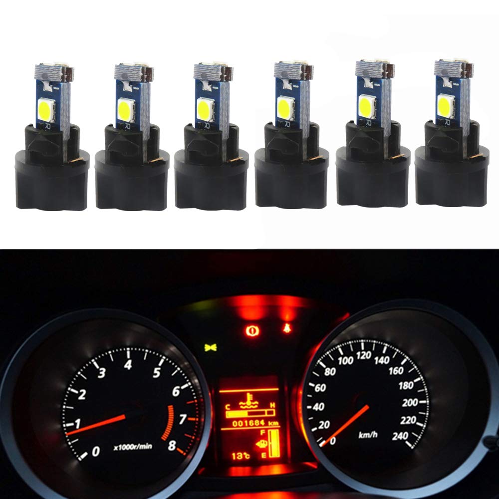 Wljh 6Pack White Dash Lights Pc74 Twist Locket Socket Wedge T5 Led Bulb 37 74 2721 3030Smd Dashboard Instrument Cluster Bulbs,Plug And Play