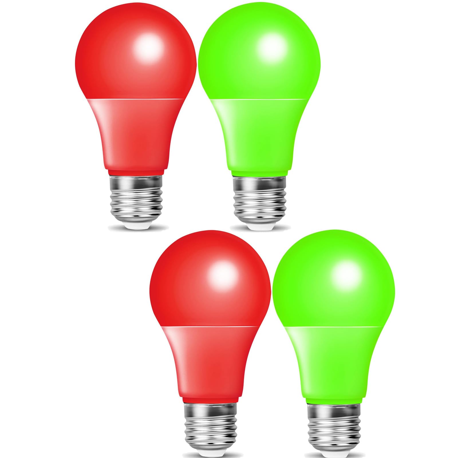 A19 Red Green Led Light Bulb For Helloween Decoration  9W (60 Watt Equivalent)  Energy Efficient Bulbs  E26 Standard Base  Colored Light Bulbs For Party Decoration  Porch  Home Lighting  4-Pack