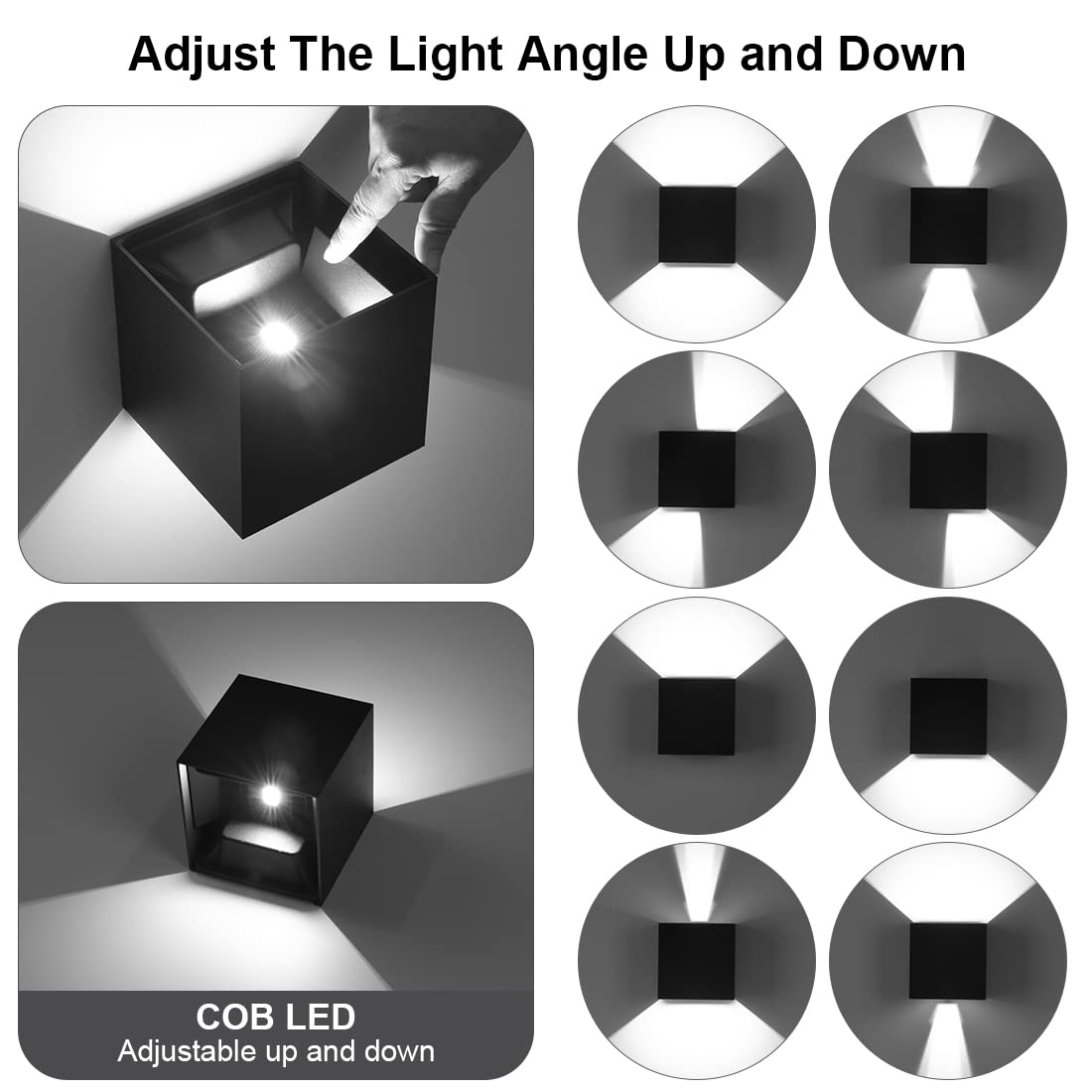 Biritalo 20W Led Up/Down Outdoor Wall Lights, Waterproof Black Aluminum, 6500K, 2 Pack