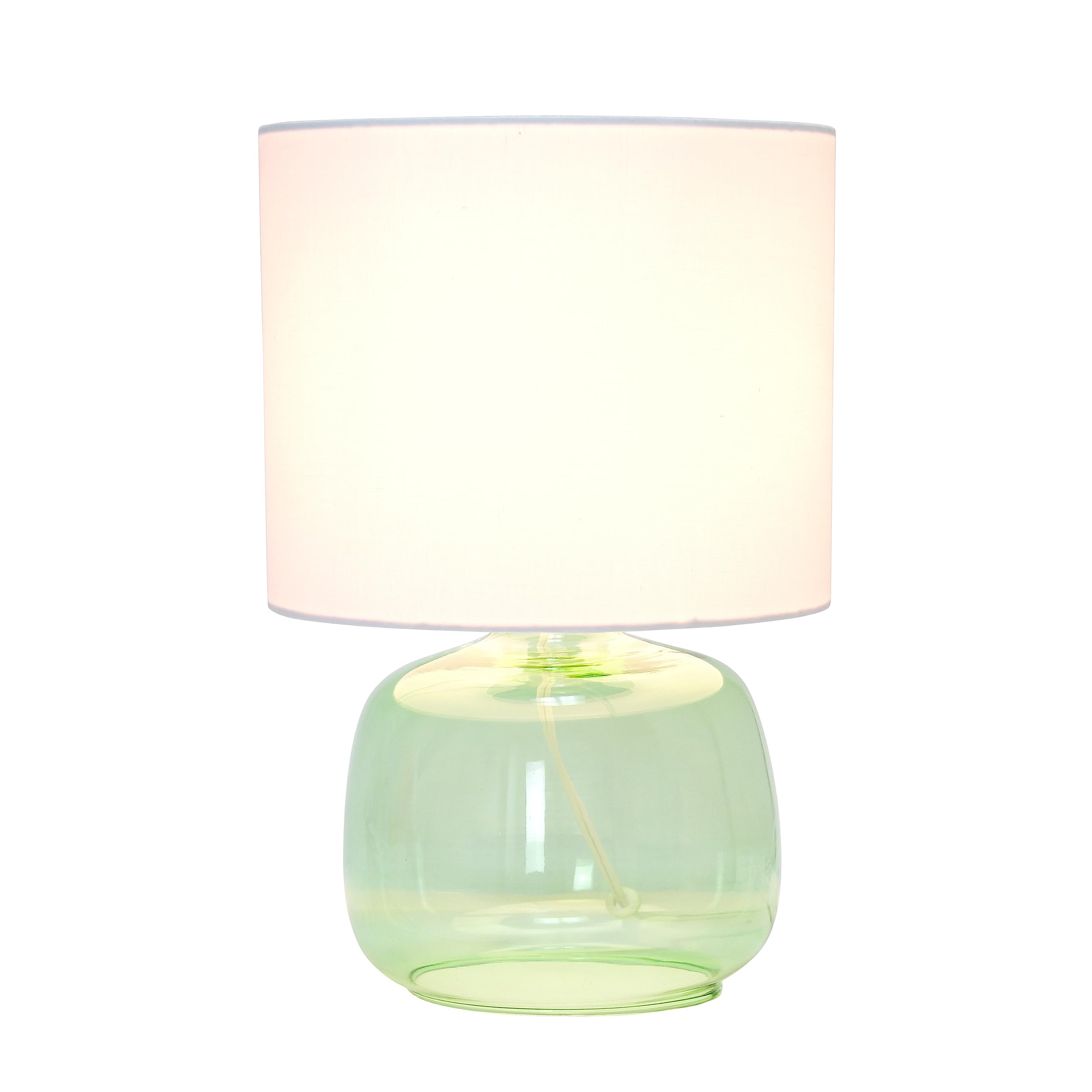 Simple Designs Lt1211-Grw 13.75'' Contemporary Glass Table Lamp, Green With White Shade