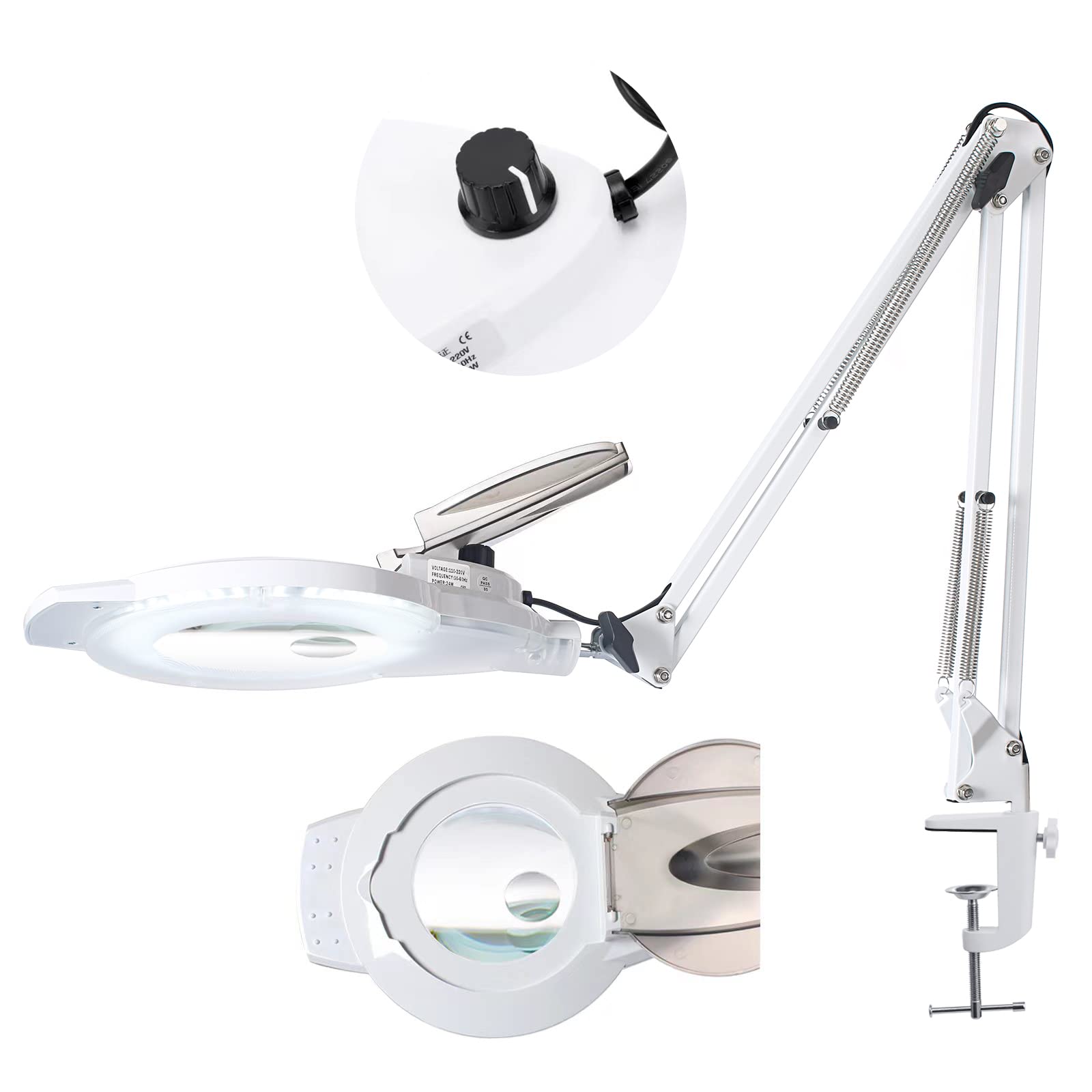 KIRKAS 10X & 30X Magnifying Glass with Light and Stand, 2200 Lumens Dimmable LED Magnifying Lamp, Real Glass Lens Lighted Magnif