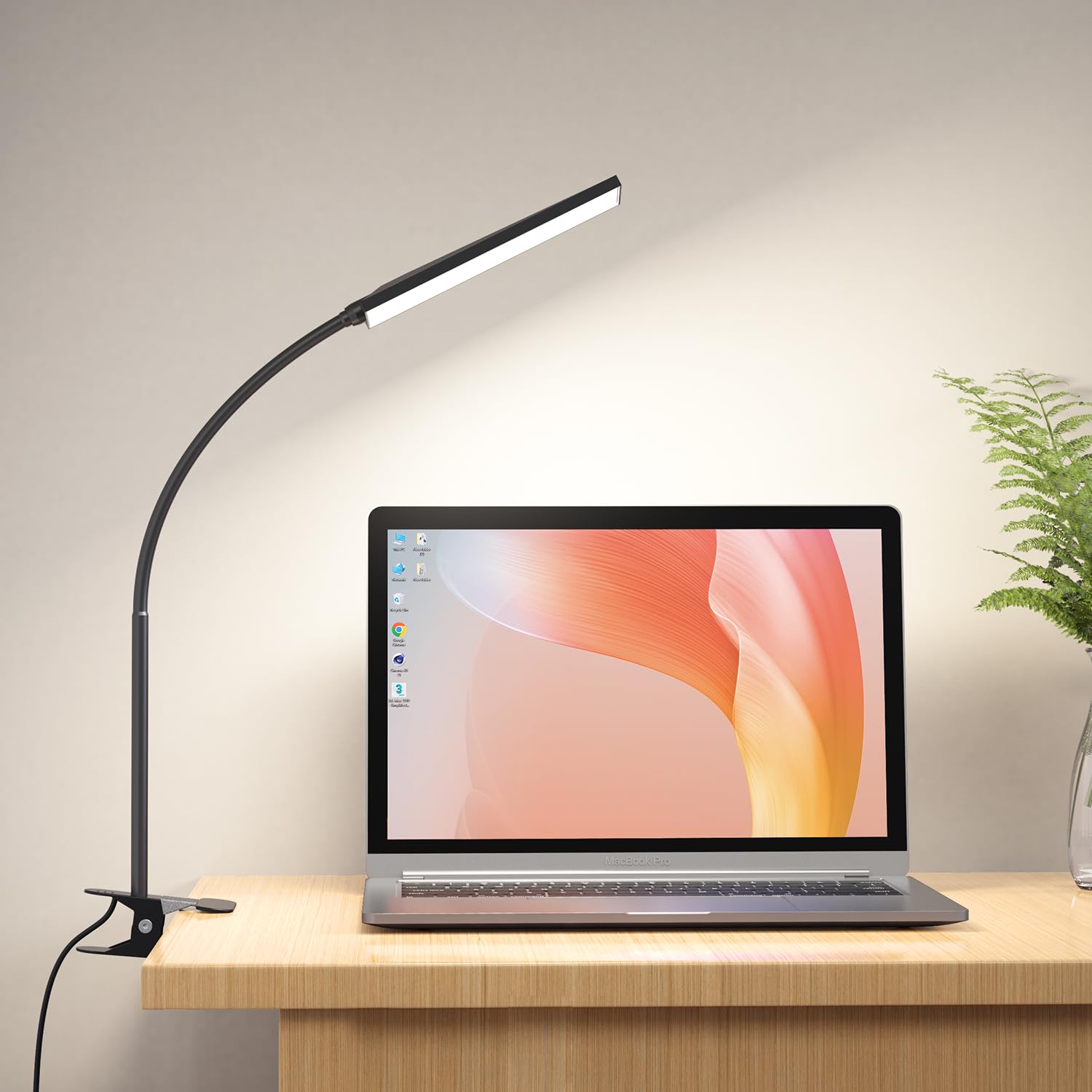 Raoyi Led Desk Lamp, 5W Usb Clip Light, 48 Leds, 3 Modes, 14 Brightness Levels,