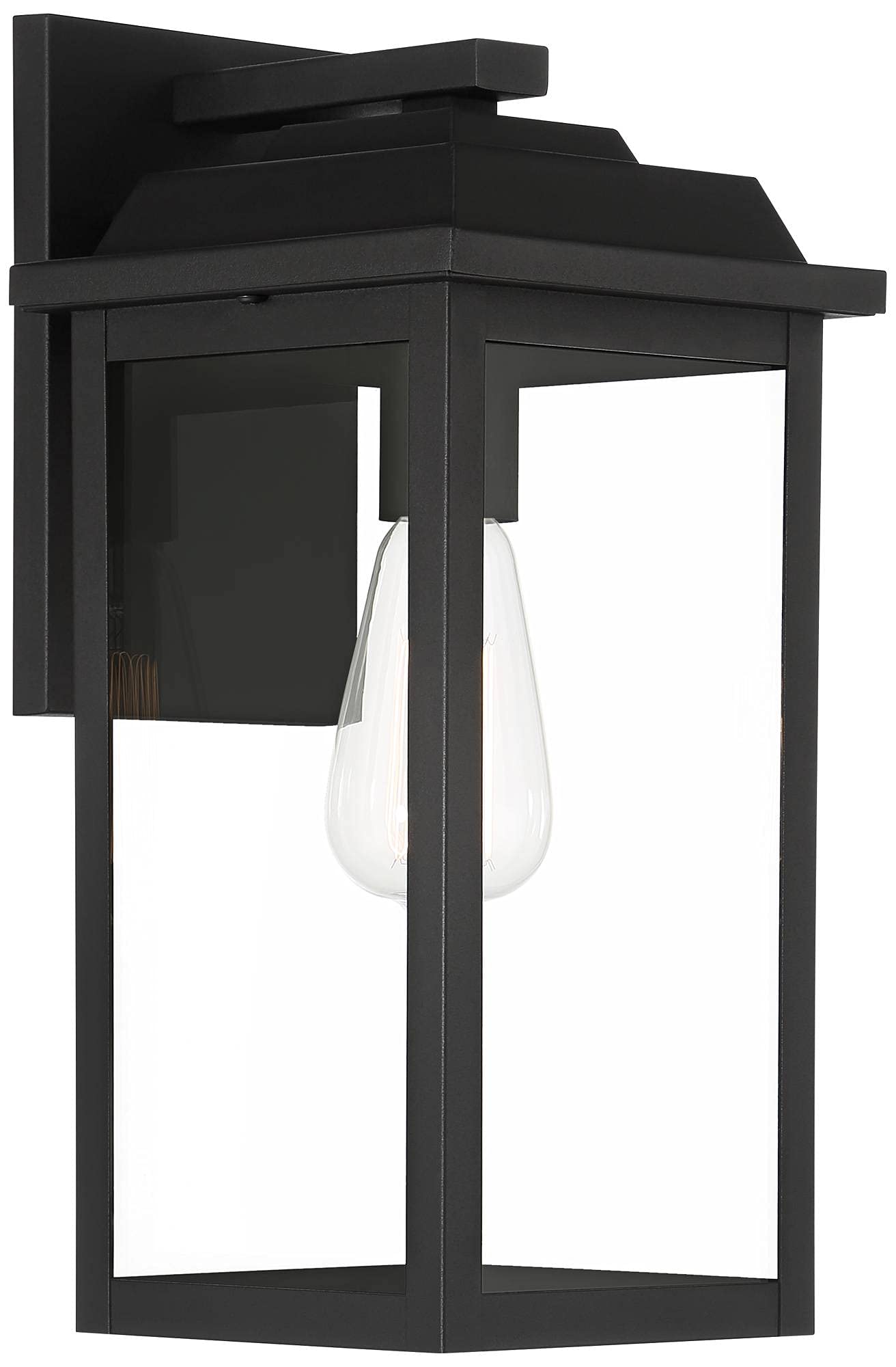 John Timberland Outdoor Wall Light Fixture, Textured Black, 15.25in, Clear Glass Panels, Model 10-2101-206 TEX BLK