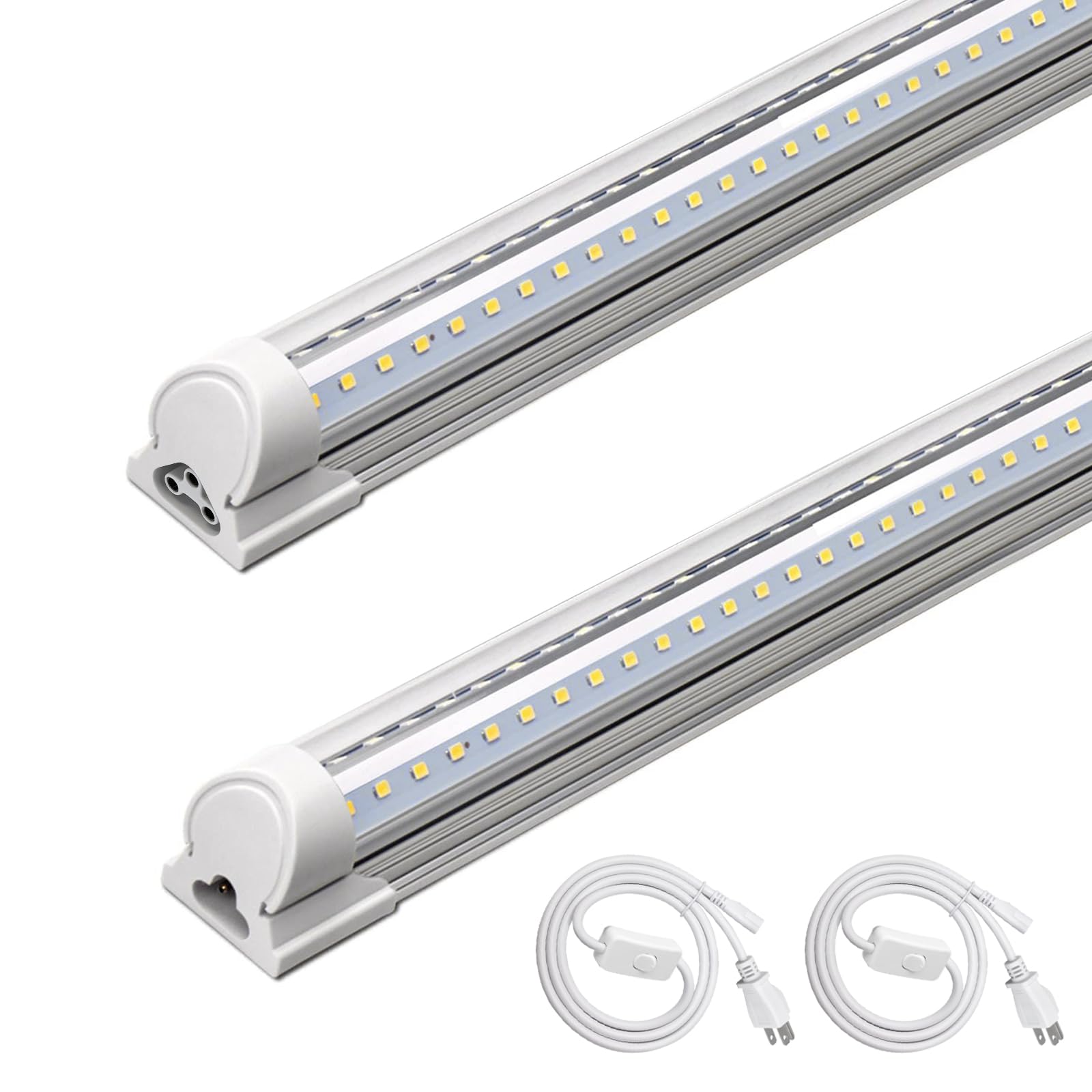 Barrina T8 LED Shop Light 4FT, 40W 5500LM 6500K, Clear Cover, Garage Lights Ceiling, V-Shape LED Light Fixture, Work Shop Lights