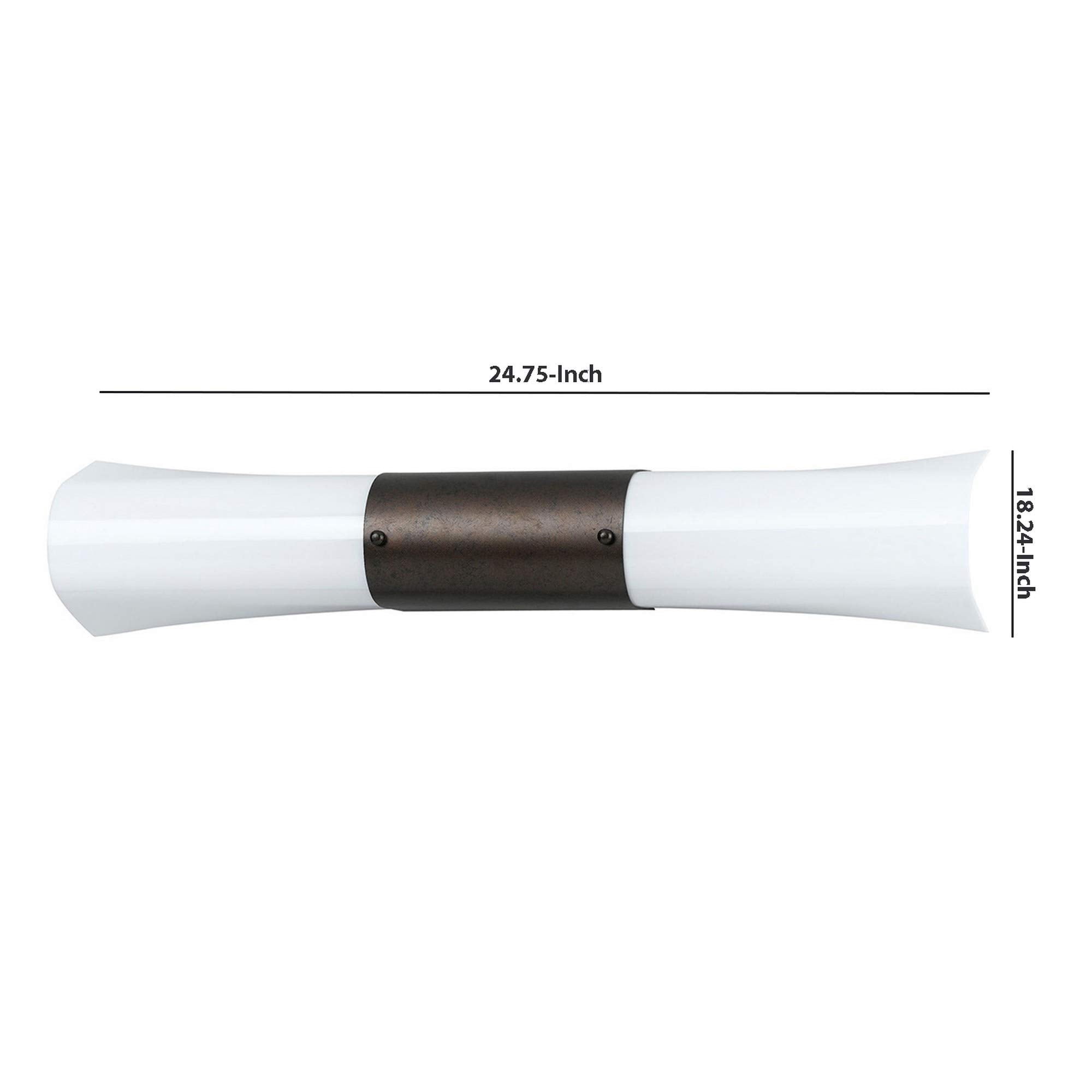 Benjara Elongated Vanity Light With Frosted Acrylic Plate, White And Brown
