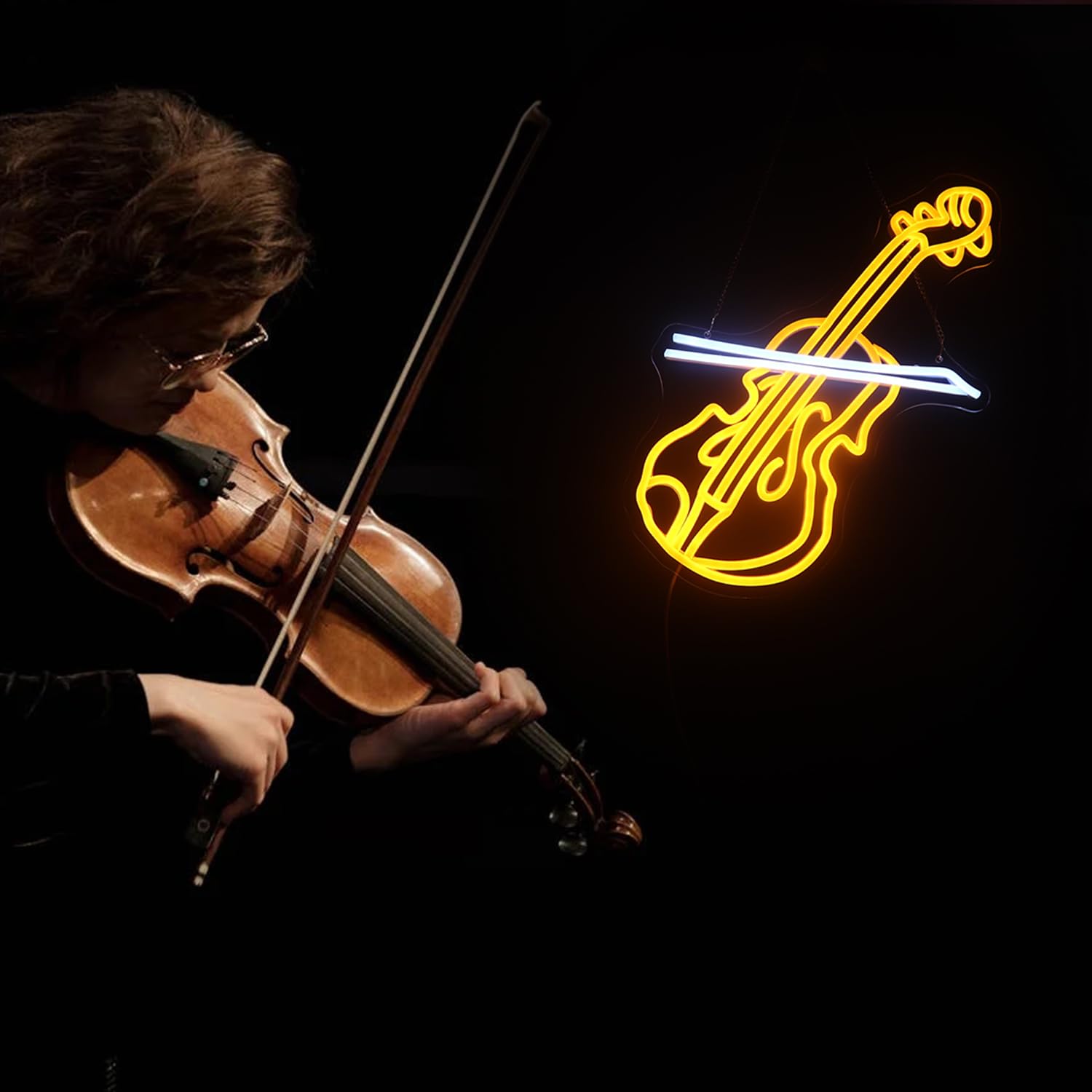 Violin Led Neon Sign  Music Player Neon Signs  Music Instrument Wall Room Bedroom Game Room Art Decor  Violin Enthusiasts Artist Neon Light Wall Art Christmas Birthday Gift