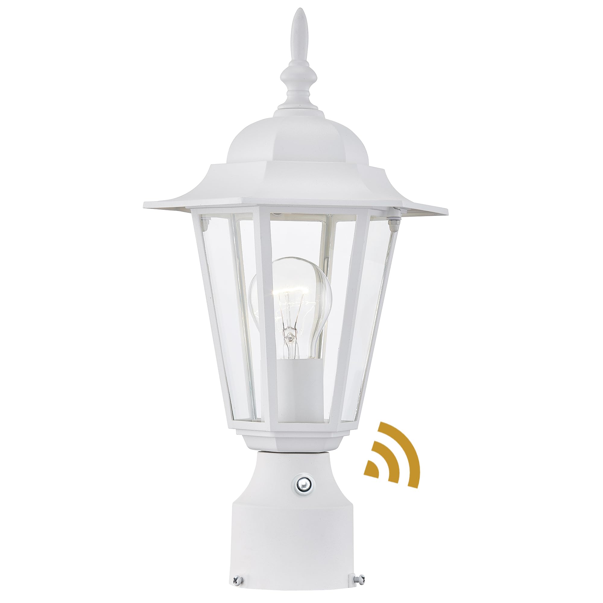 Outdoor Post Lights Dusk to Dawn, Lamp Post Light Fixture with E26 Socket, White Exterior Post Lantern with Clear Glass Shade, P