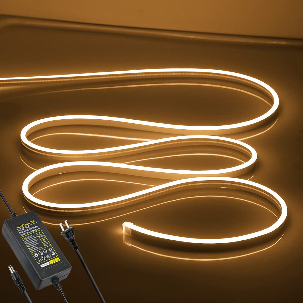 OWOFYDR Neon LED Strip Lights 16.4FT/5M 12V DC Waterproof Flexible LED NEON Light for Indoors Outdoors Decorm (Include Adapter, 