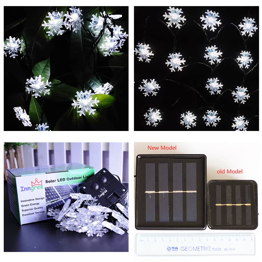 Inngree Solar Christmas String Lights Outdoor Waterproof 30 LED 20Feet Solar Snowflake Christmas Fairy Lights Decorations with 8