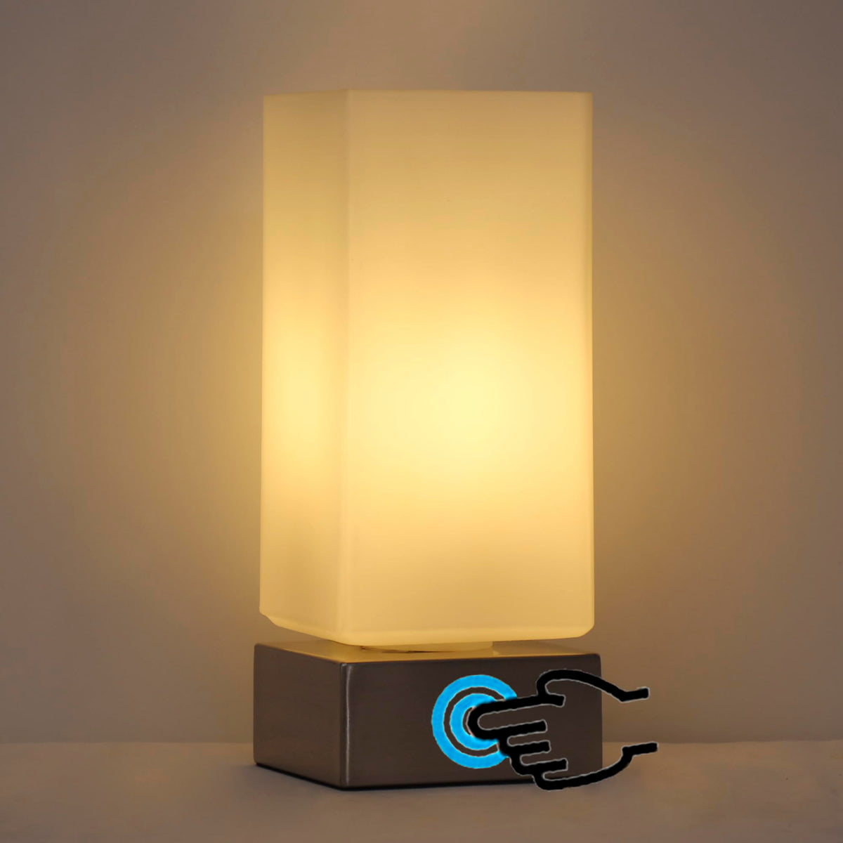 L-Juicwe Touch Control Modern Small Table Lamp Opalescent Glass Desk L ...