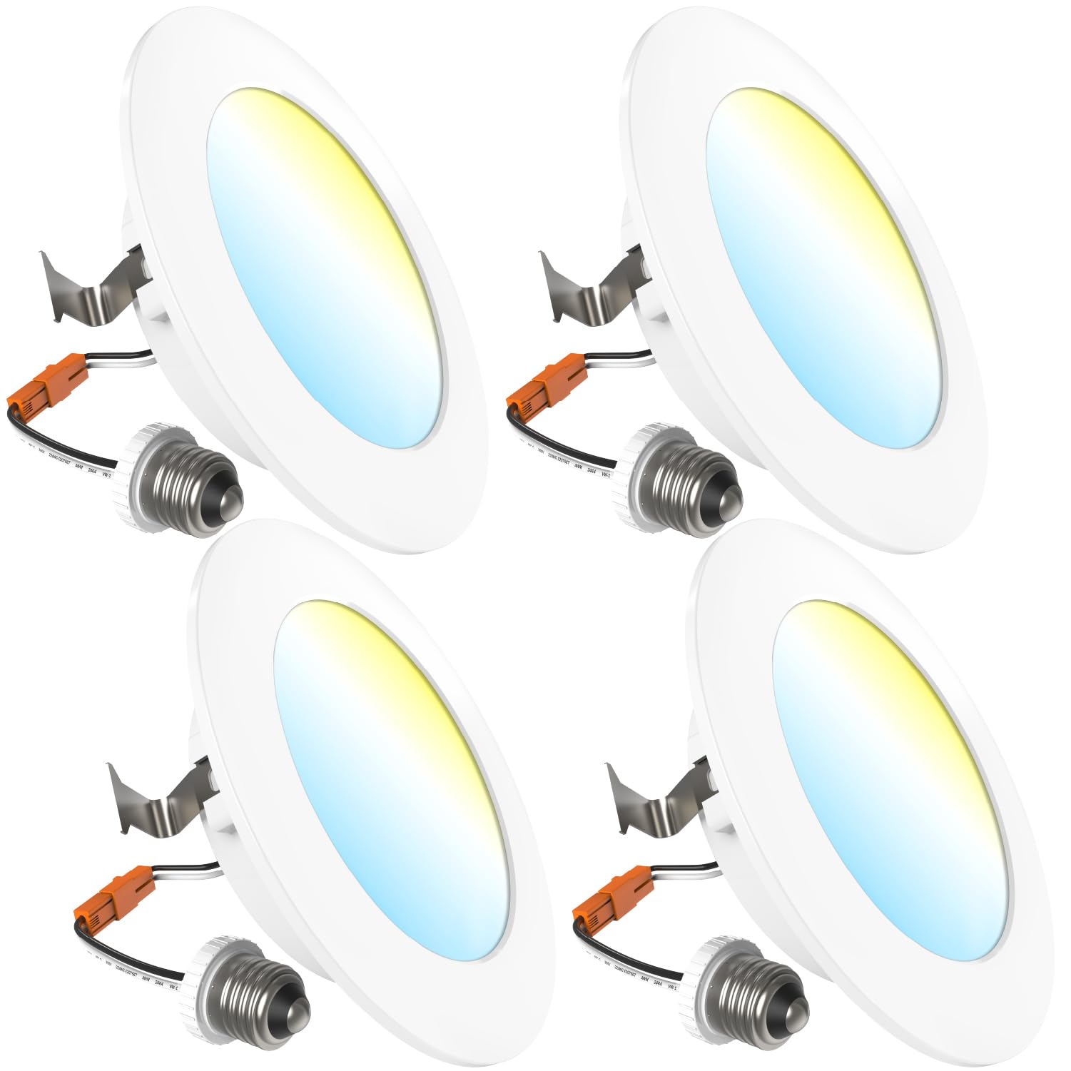 Sunco 4 Inch LED Flat Recessed Light, Retrofit Ceiling Can Lighting, 800 LM, Selectable CCT 2700K/3000K/4000K/5000K, Dimmable, 1