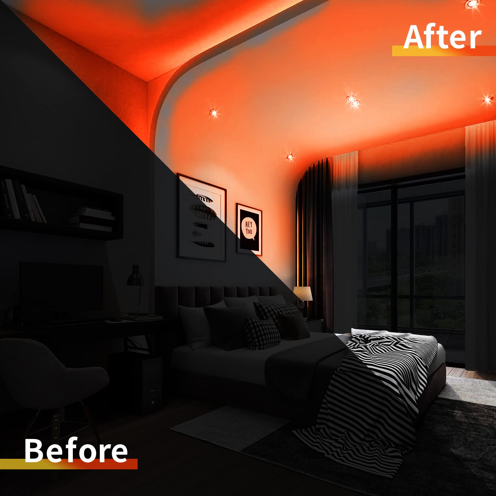 Owofydr 32.8Ft/10M/2Pcs Orange Led Neon Light Strip With Installation Accessories - Flexible Waterproof 12V Dc Rope Lights For E