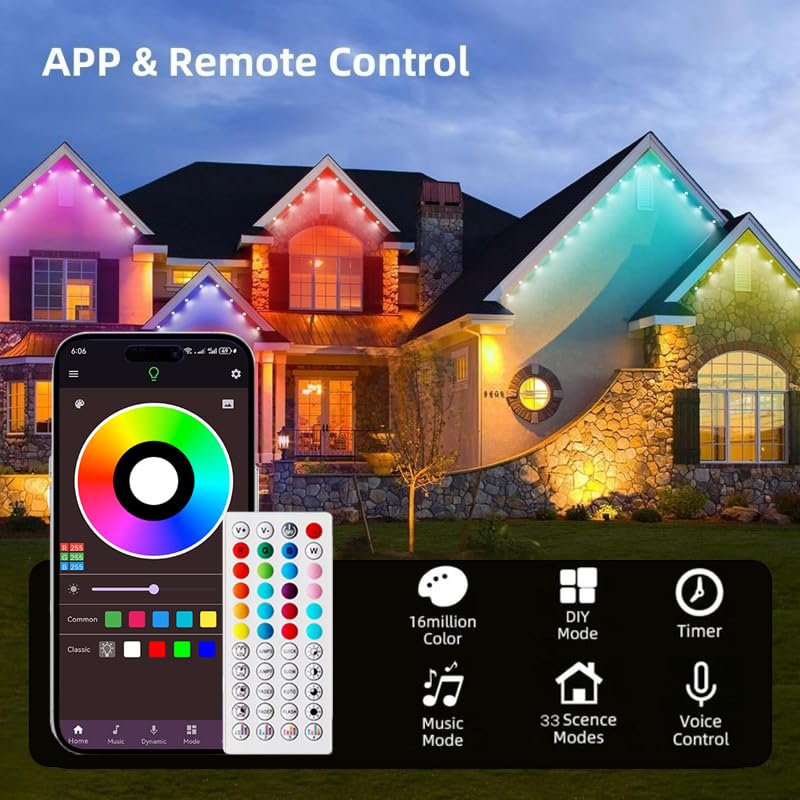 KIKO 100FT RGB Waterproof Smart LED Outdoor Lights, App Control, Model KIKO-5050-100FT
