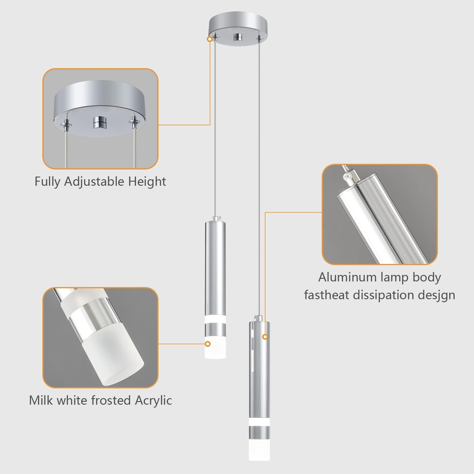 Liangmh Modern Pendant Light Kitchen Fixture Dimmable Led Chrome Mini Pendant Lighting Fo Kitchen Island Bedroom Bedside Table S