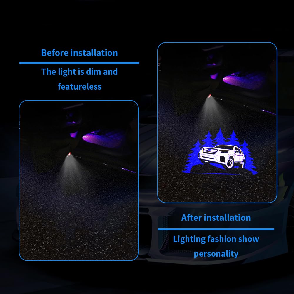 uunonaha LED Car Door Logo Lights - Projector Laser Welcome Light - 2 pcs - Compatible with Forester/Outback - Color 01 - ABS Material