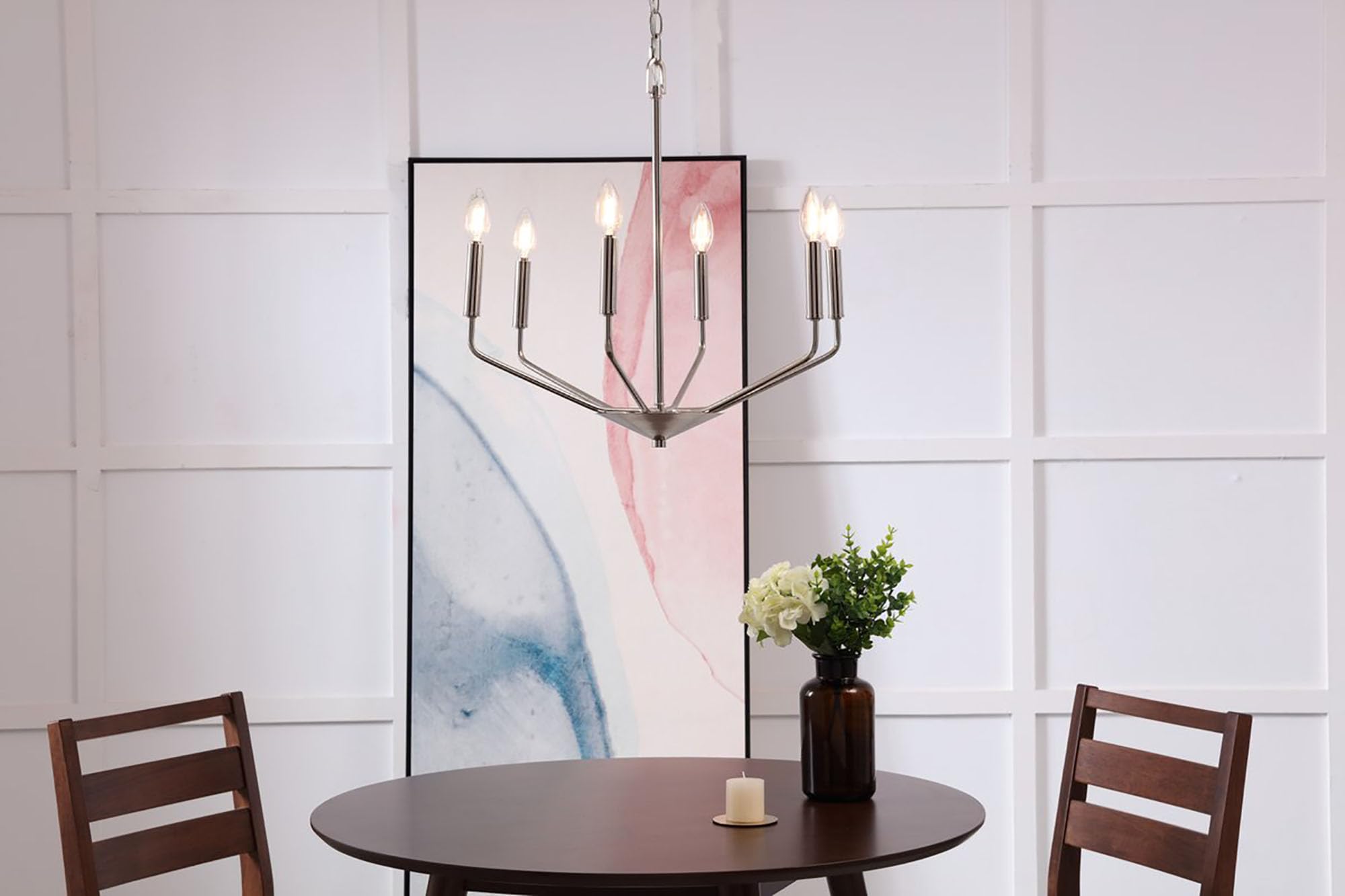 Living District Indoor Modern Home Decorative Bright Ceiling Enzo 6 Light Chrome Pendant