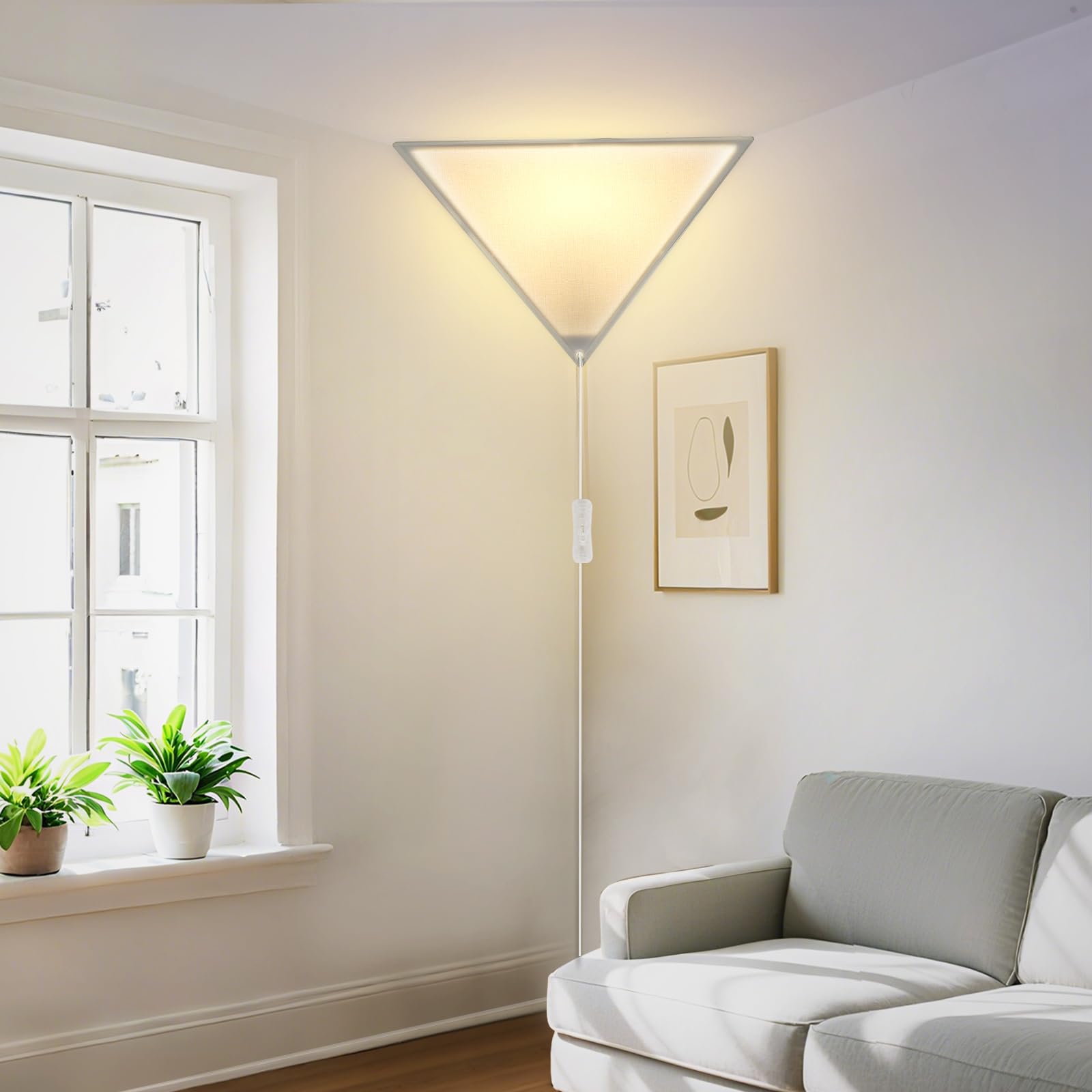 haultop Linen Corner Light with Switch, Eco-Friendly Ceiling Light for Living Room and Bedroom, 1 Pack, Fabric-1 Pack