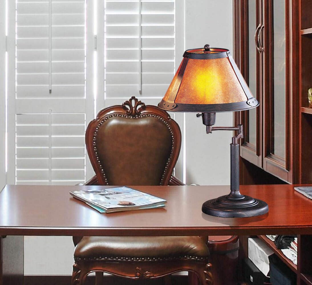 Homeroots Metal Table Lamp - 18 In. Empire Shade, Rust & Amber, Model 524678