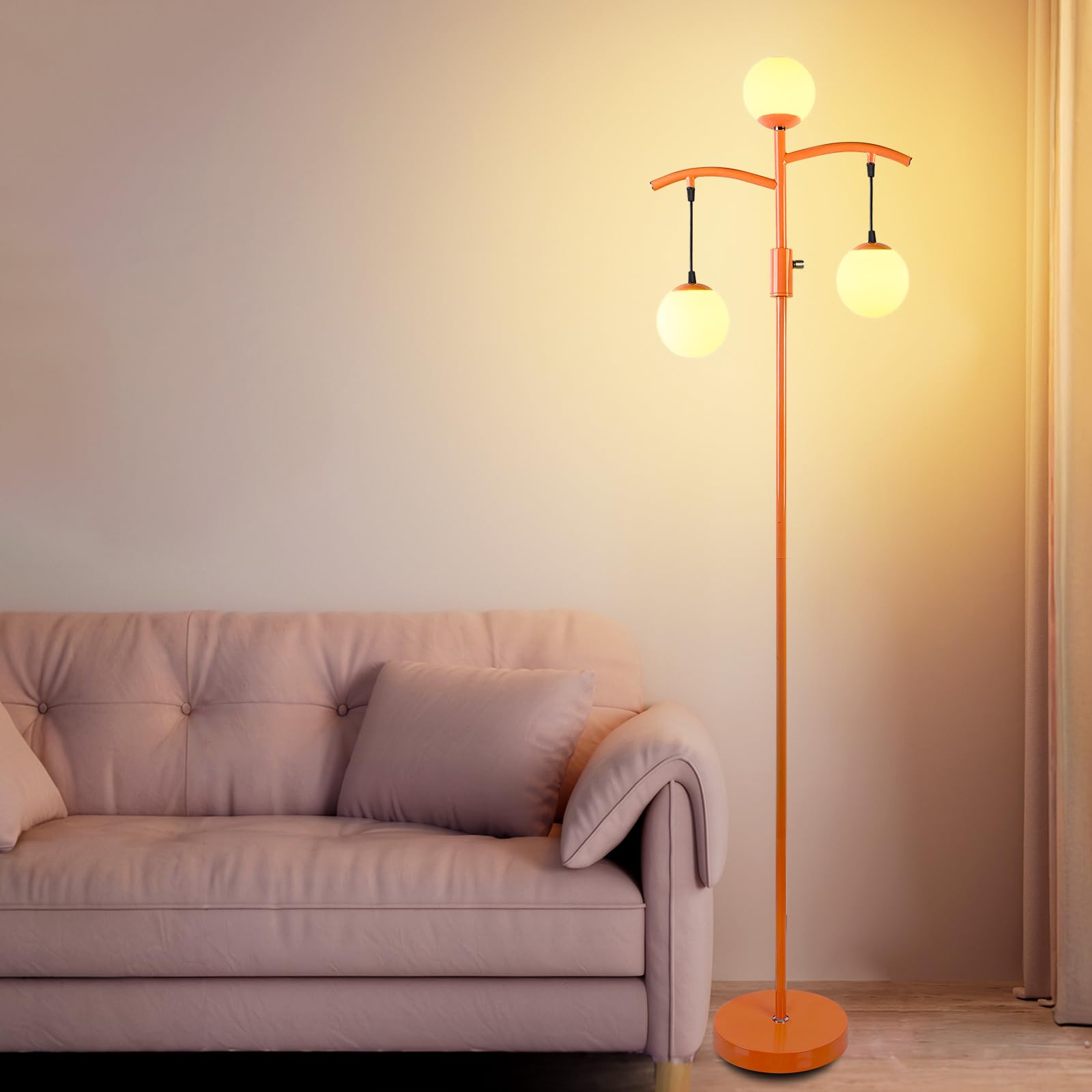 Lightdot 67In Tree Floor Lamp With Globe Lamp Shade, Dimmable (Brightness Adjustable), Vintage Tree Floor Lamp With E26 Led Edis