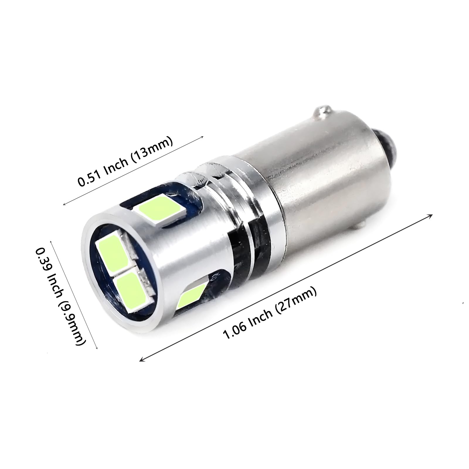 PHINLION BA9S 57 LED Light Bulb - Ice Blue, Non-Polarity, 12V for Car Interior, Map Reading, Dash Instrument Panel