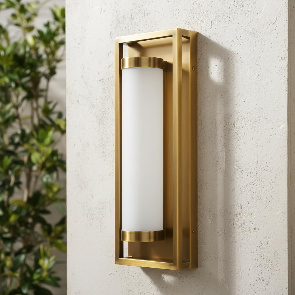 Hyunbae Outdoor Wall Sconce, Mid Century Modern Outdoor Wall Light Fixtures, 15W Dimmable LED Exterior Lights for House Patio Po