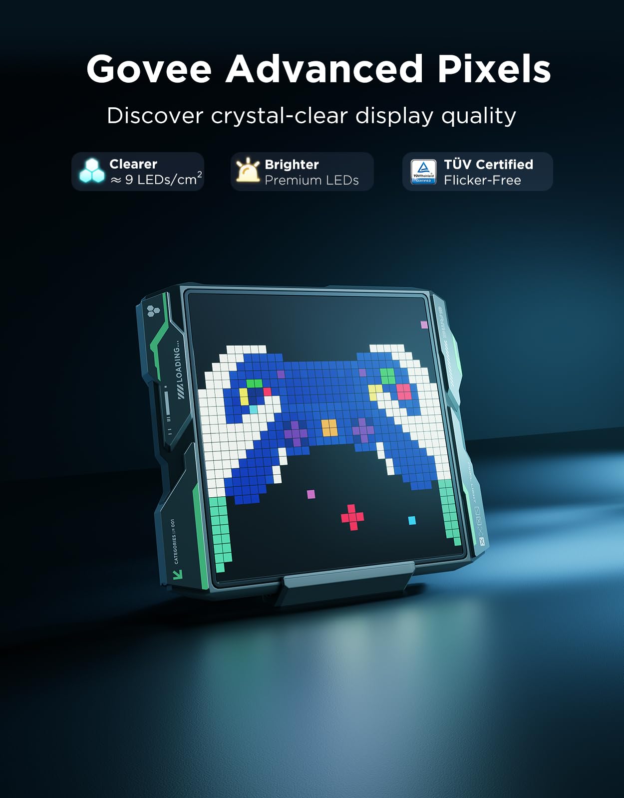 Govee Gaming Pixel Light, RGBIC LED Panel with Real-time Info Display, 150+ Scene Modes & DIY Options, Smart Pixel Lights (Wi-Fi