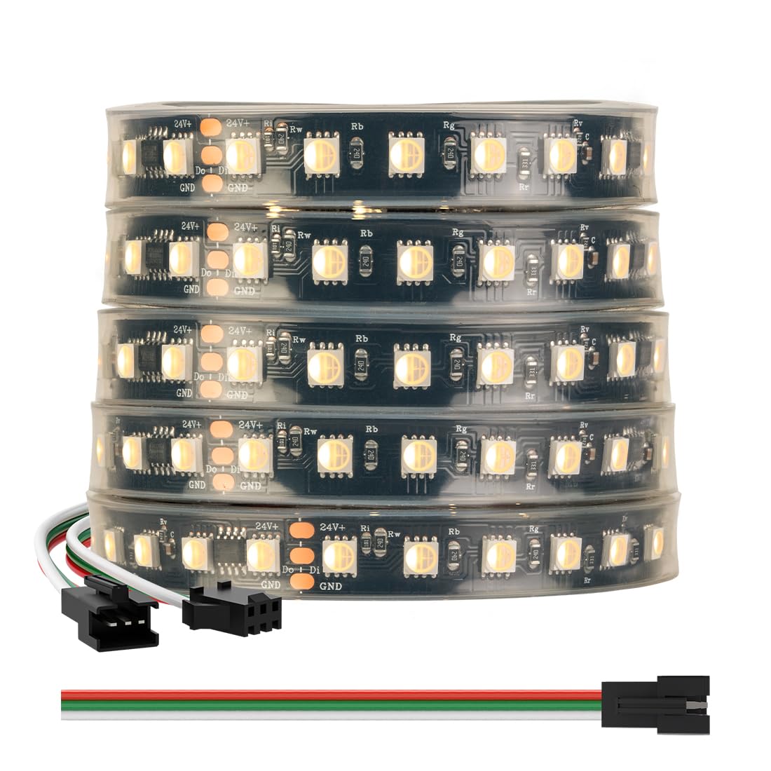 BTF-LIGHTING WS2814 IC RGBW RGB+Warm White(Similar WS2812B) DC24V 16.4FT 84LED/m 14pixel/m 4 Colors in 1 Dream Color Addressable