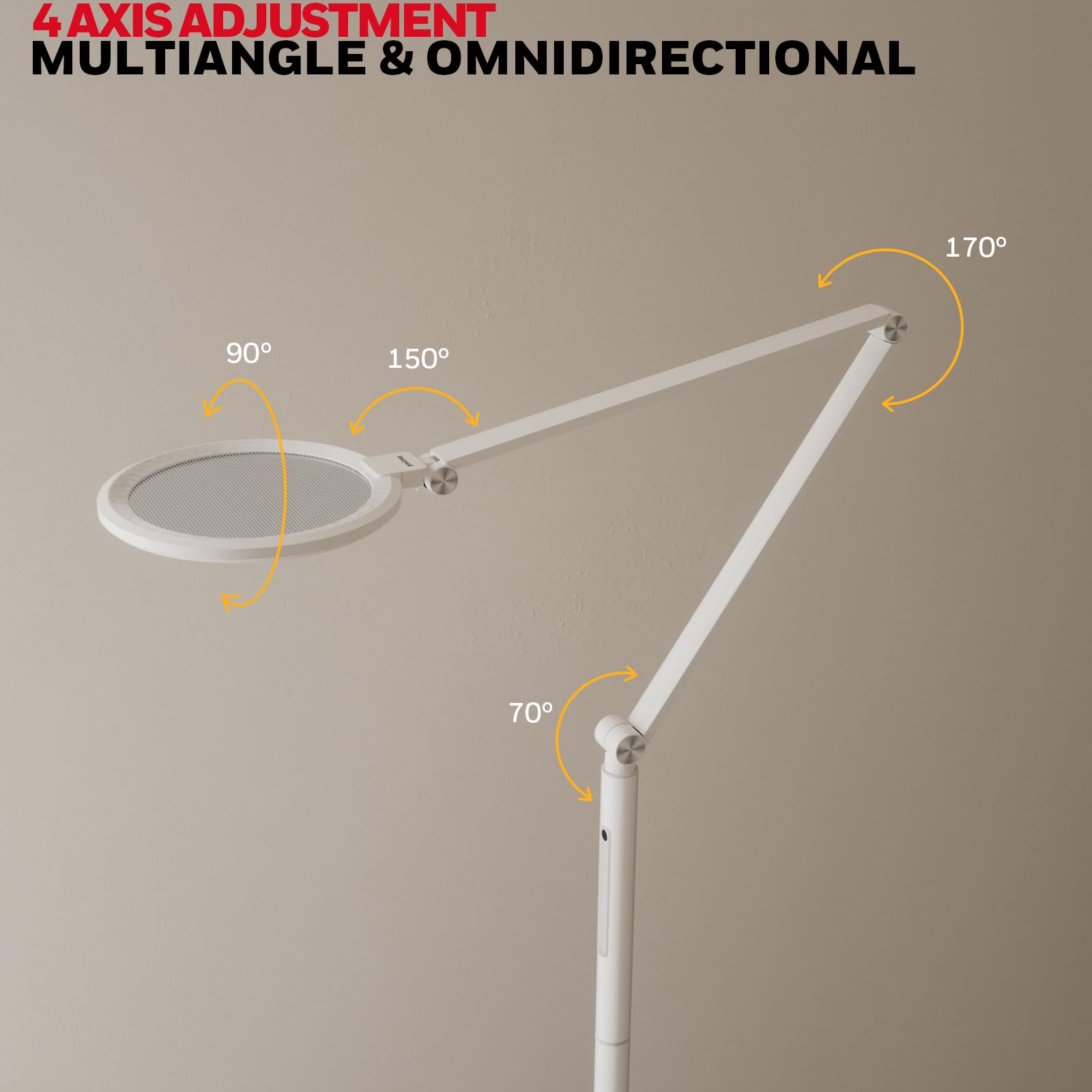 Honeywell LED Floor Lamp - Dimmable Eye Caring Light with Remote, 5 Colors & Brightness, Tall, White, Model HWL-F01WT