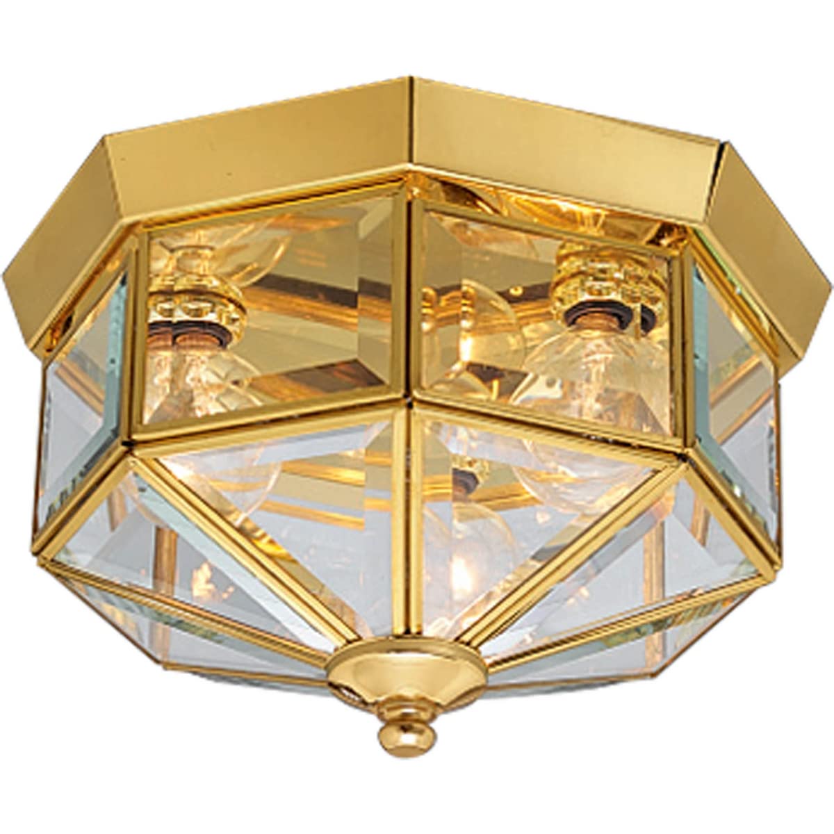Progress Lighting Beveled Glass Close-to-Ceiling Light Fixture, 9-Inch Diameter x 7-Inch Height, Brass, Model P5788-10