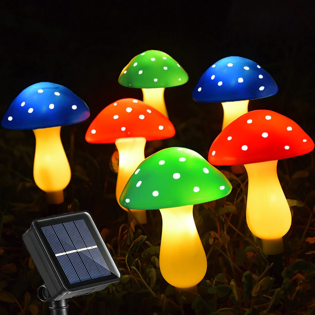 Viewpick Outdoor Solar Mushroom Lights - 8 Modes, Waterproof Garden Decor, 6 Multicolor Mushrooms