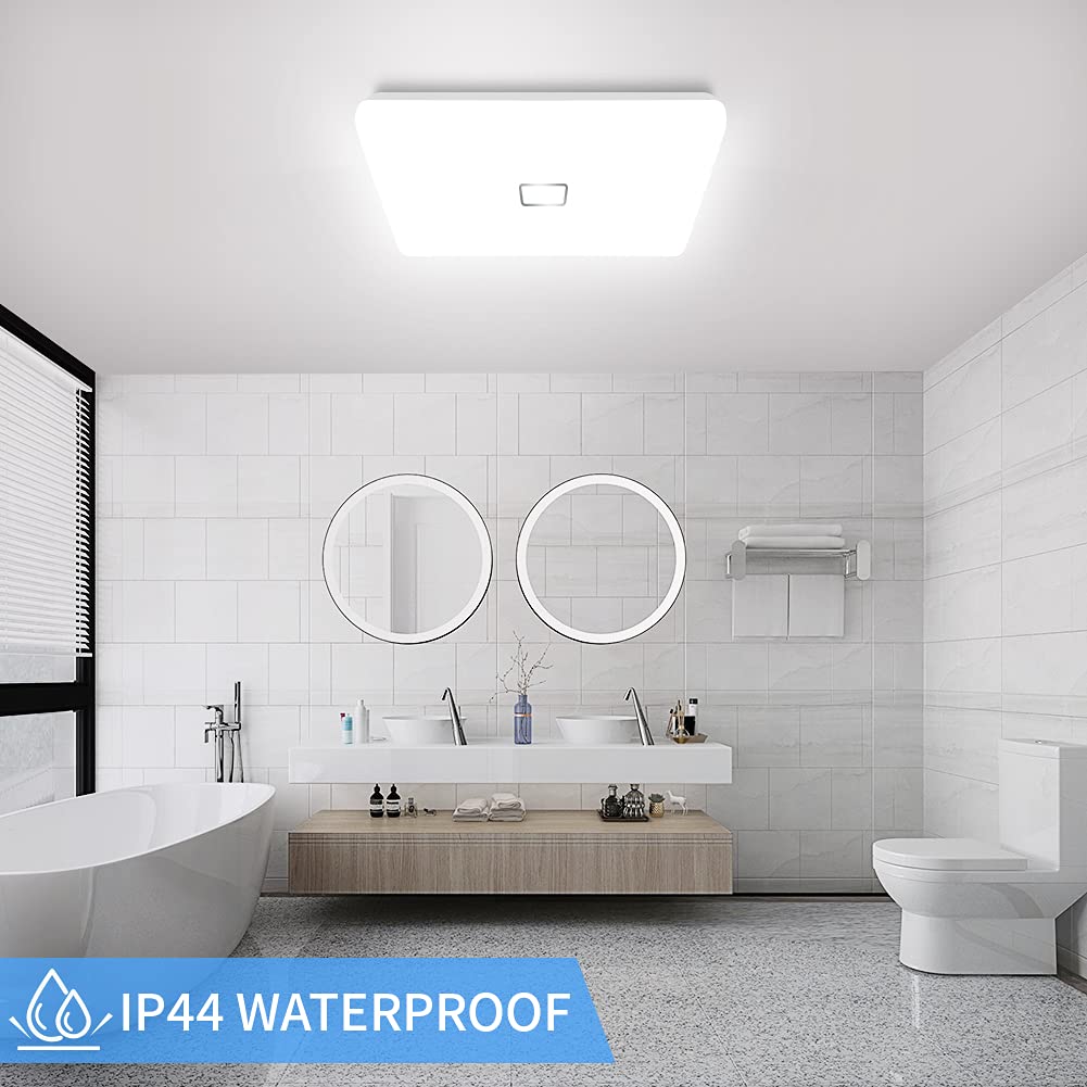 Airand Led Ceiling Light Flush Mount 24W 12.6In Square Daylight White, 2050Lm, Ip44, Plastic, Model Airand6000