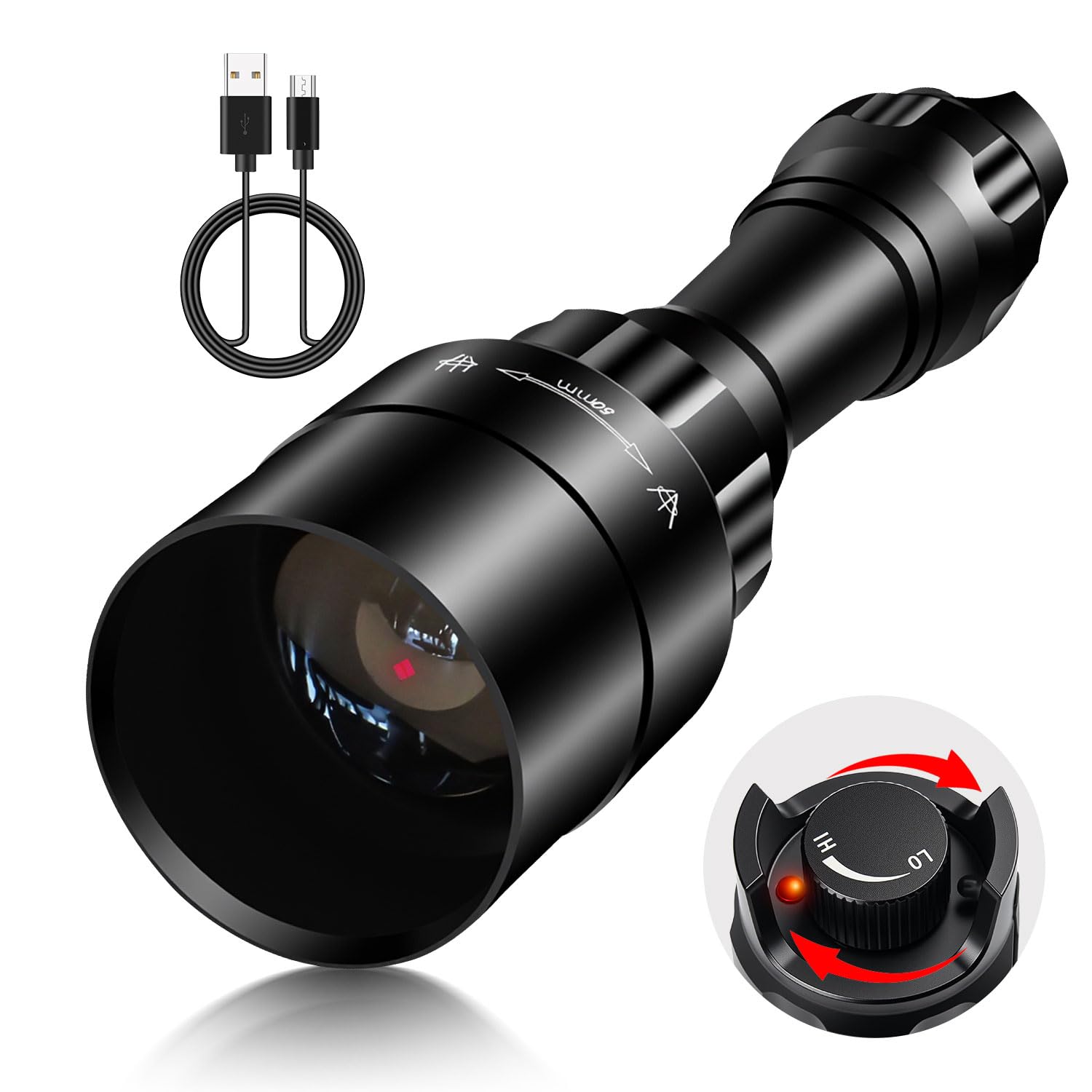 UniqueFire 1605 850nm IR Illuminator Flashlight Lights for Night Vision Zoomable LED Infrared Flashlight Light Rechargeable Illu