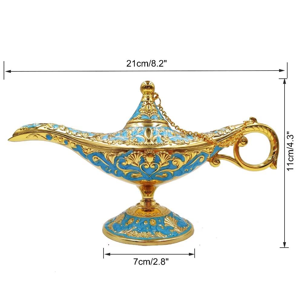 Hourwof Aladdin Genie Lamp Vintage Legend Aladdin Magic Lamp Wishing Light Arabian Costume Props Party Wedding Table Decoration