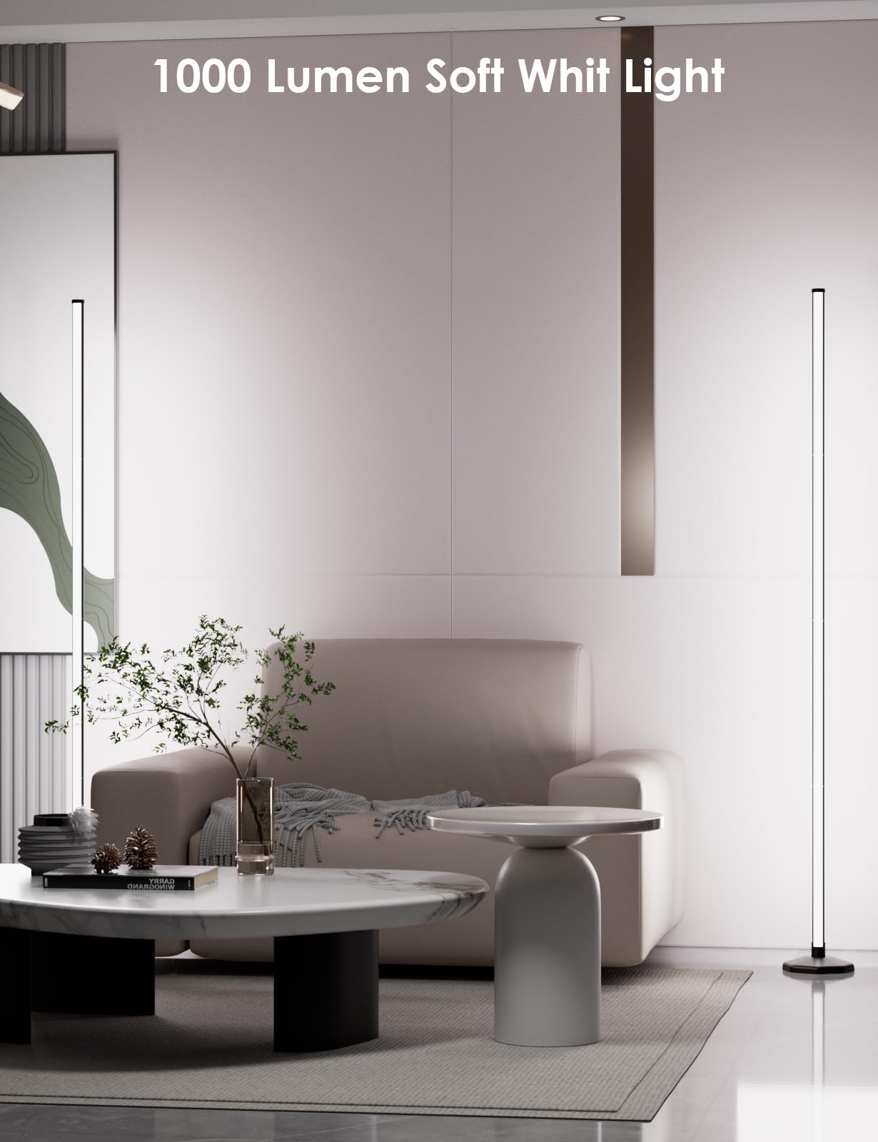 Yikbik 2Pcs Rgb Floor Lamp, Bluetooth App And Remote Control 65'' Smart Modern Standing Lamp Music Sync 16 Million Diy Colors Ch