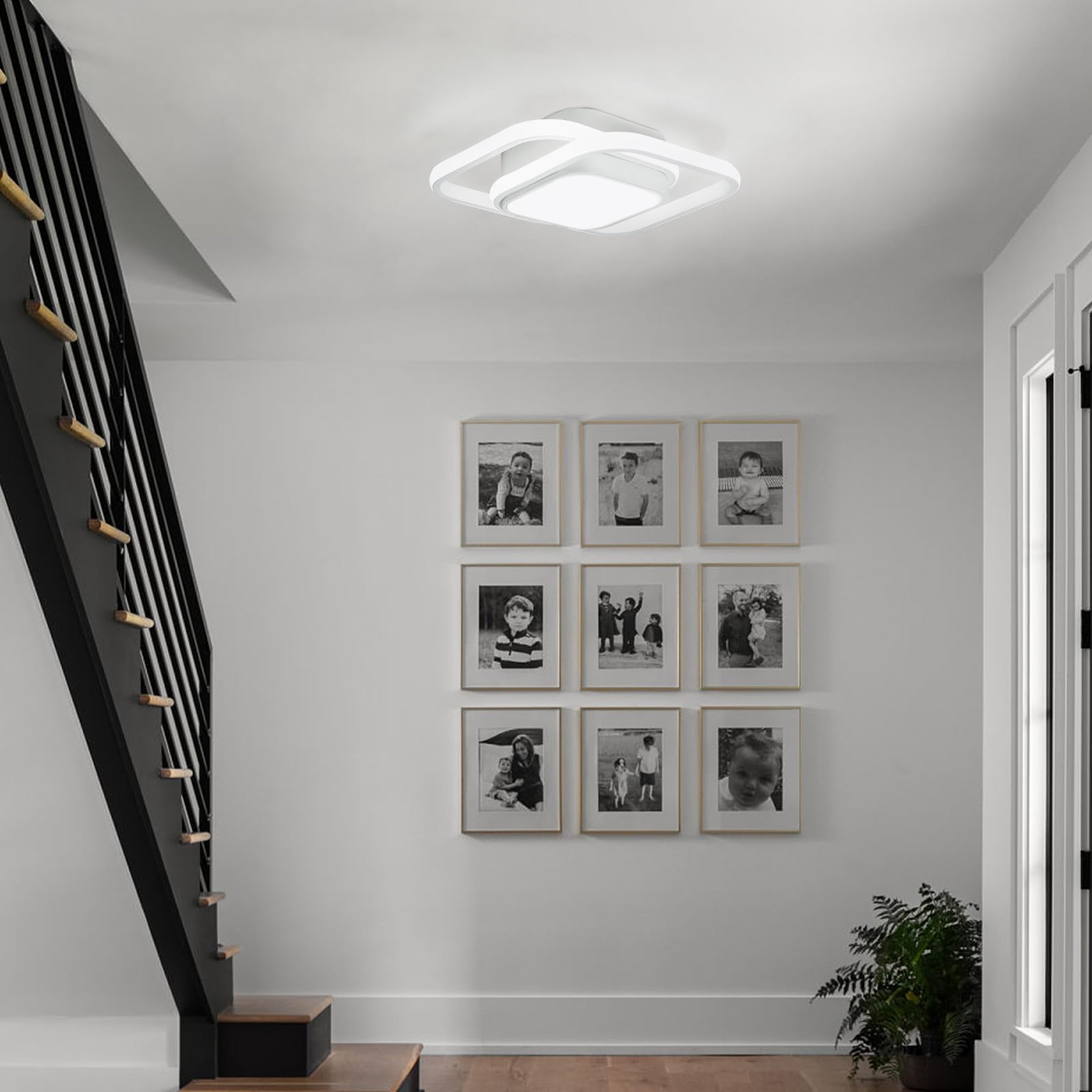 CANEOE Small LED Ceiling Light Fixture, Modern Square Design, Aluminum, Cool White, Model GDD-32FX-C-US