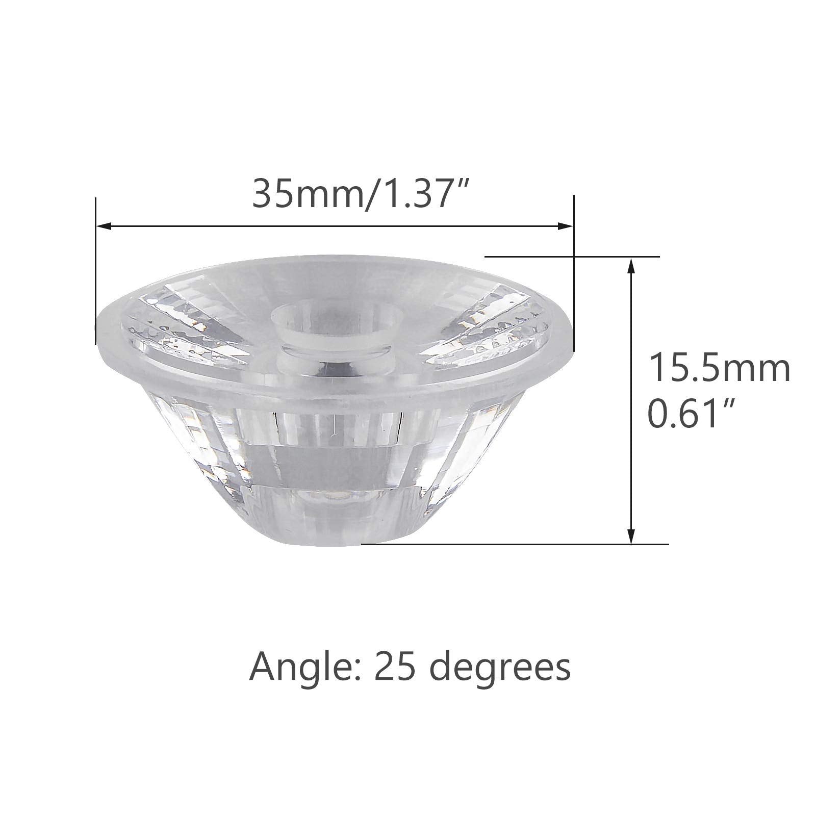 Acrylic Lens, Without Bracket - Focusing Led Lens Use For Led Beads, Chip, Lamp Bulb Focus - 25 Degree F35Mm (Pack Of 20)