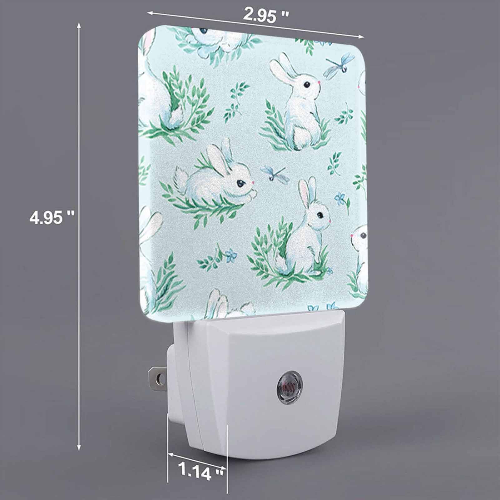 Chrobak LED Night Light with Dusk to Dawn Sensor, White Rabbits Design, Model WML-Night-Light-231023-123