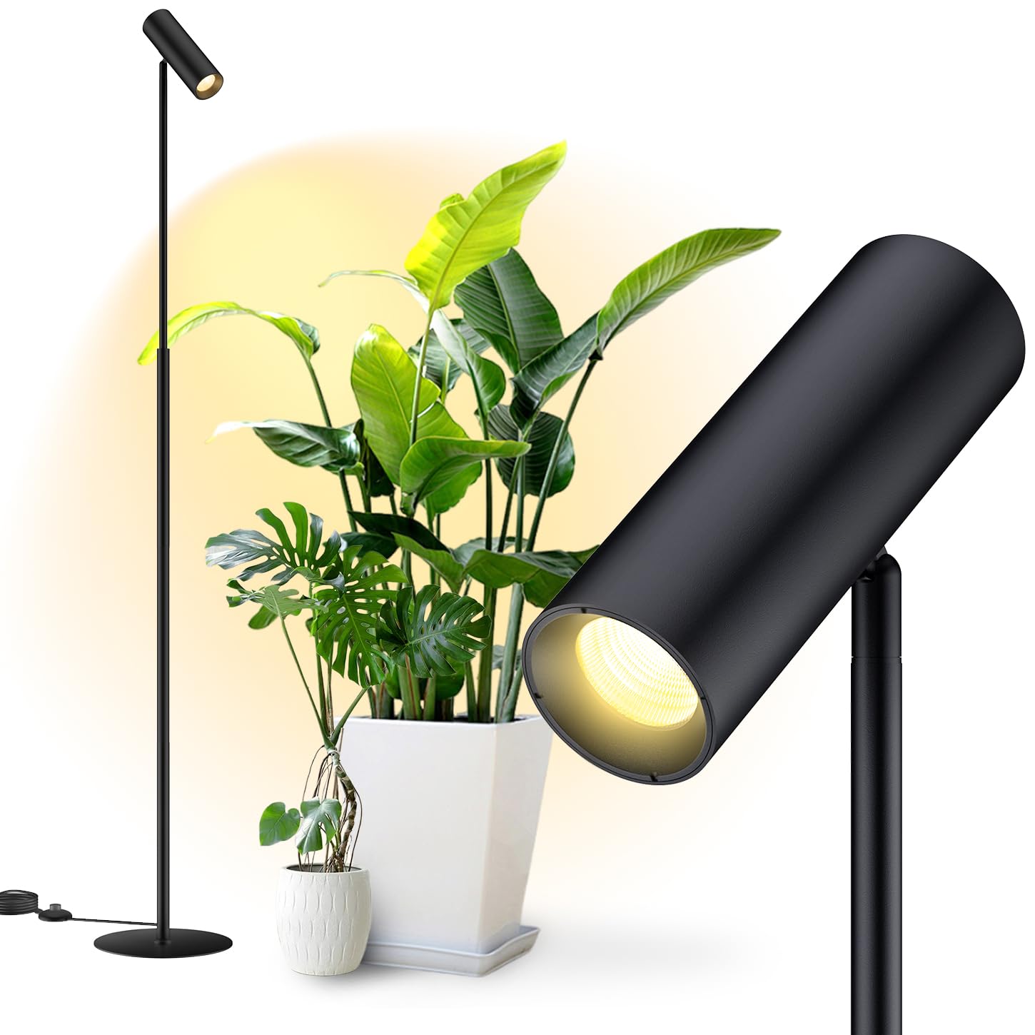 VShape 6FT Standing Grow Light for Indoor Plants,25W 3000K Full Spectrum COB Plant Light Bulb, 330 Rotating Head, Metal Floor Gr