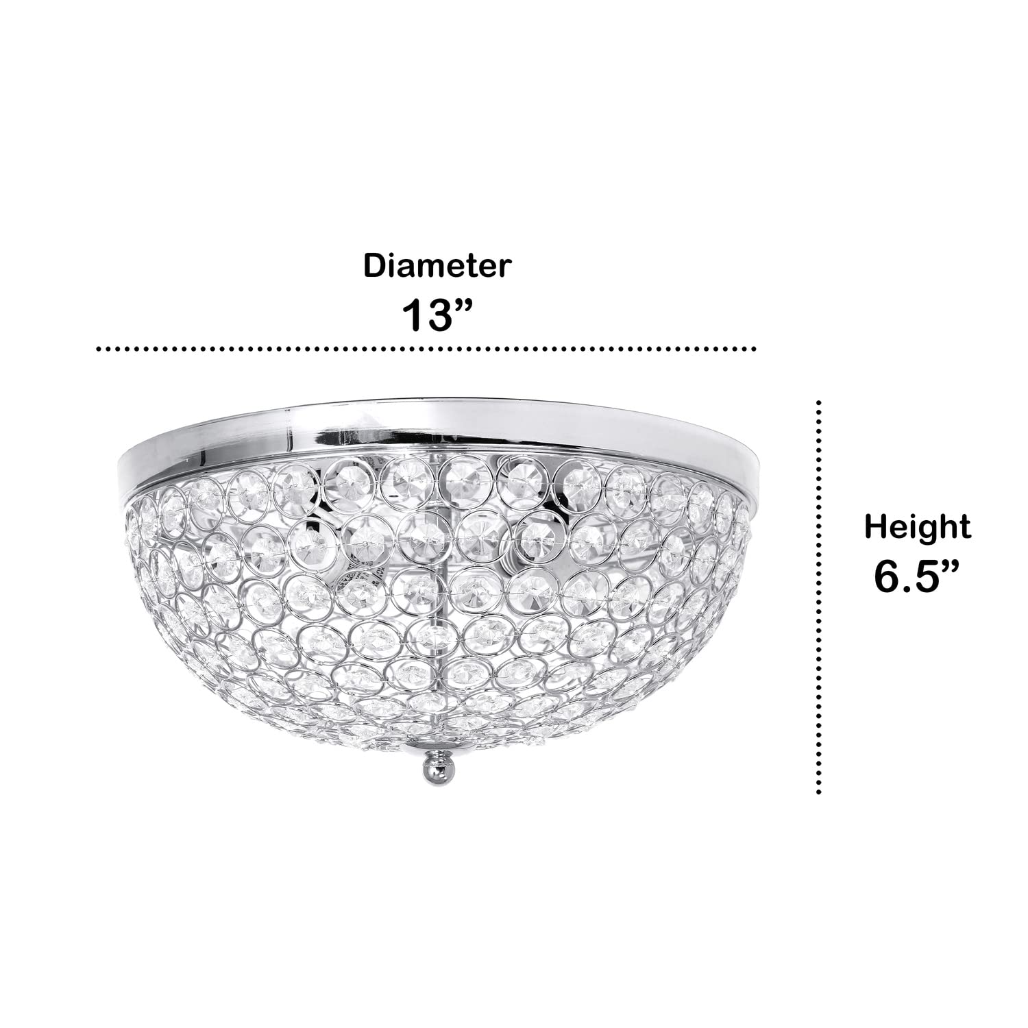 LALIA HOME Crystal Glam Ceiling Flush Mount Light, 2 Pack, Chrome, Model LHM-2000-CH-2PK