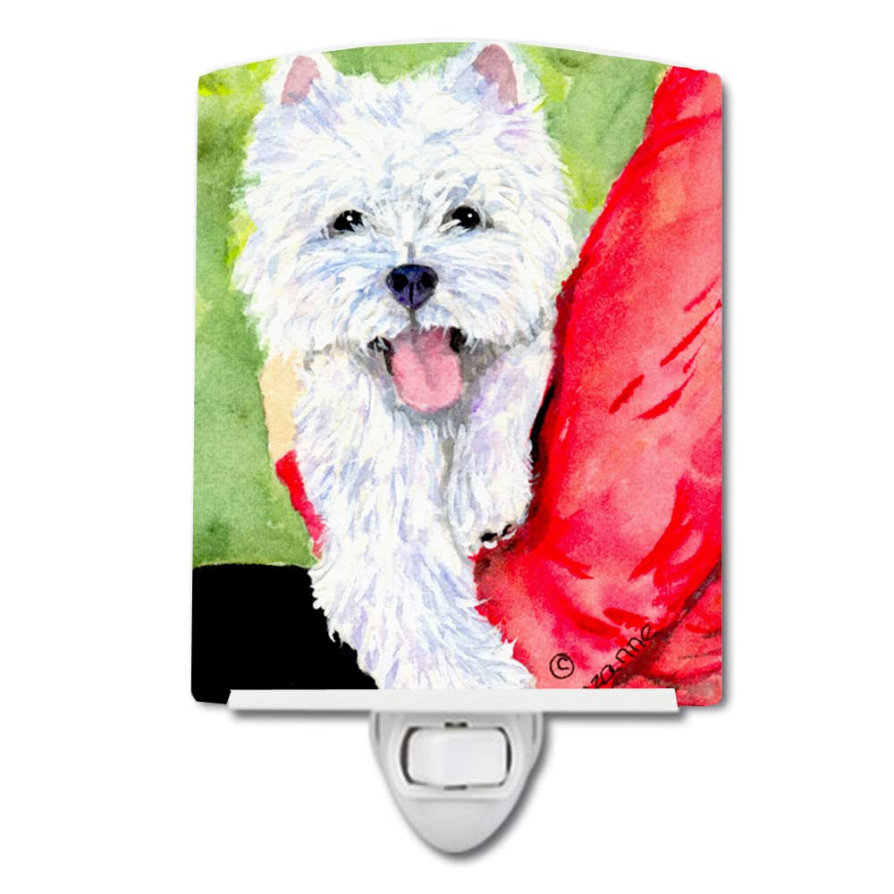Caroline'S Treasures Ss8784Cnl Westie Ceramic Night Light Compact, Ul-Certified, Ideal For Bedroom, Bathroom, Nursery, Hallway, Kitchen, 6X4X3, Multicolor