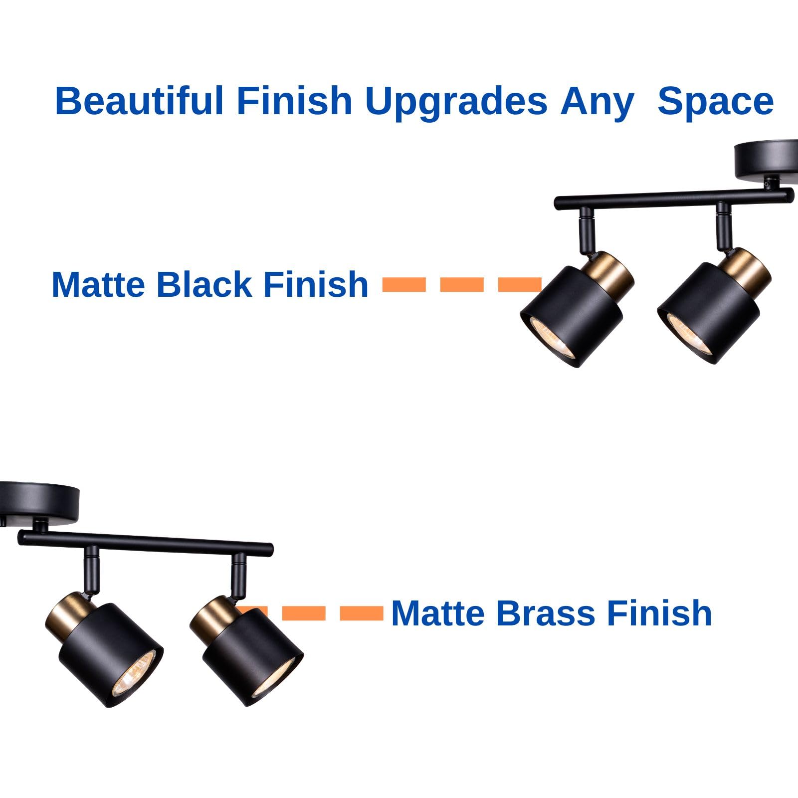 Craftronos 4 Light Track Lighting Kit, Matt Black Brass Finish Adjustable With Moden Flush Mount Ceiling Spotlight For Kitchen,L