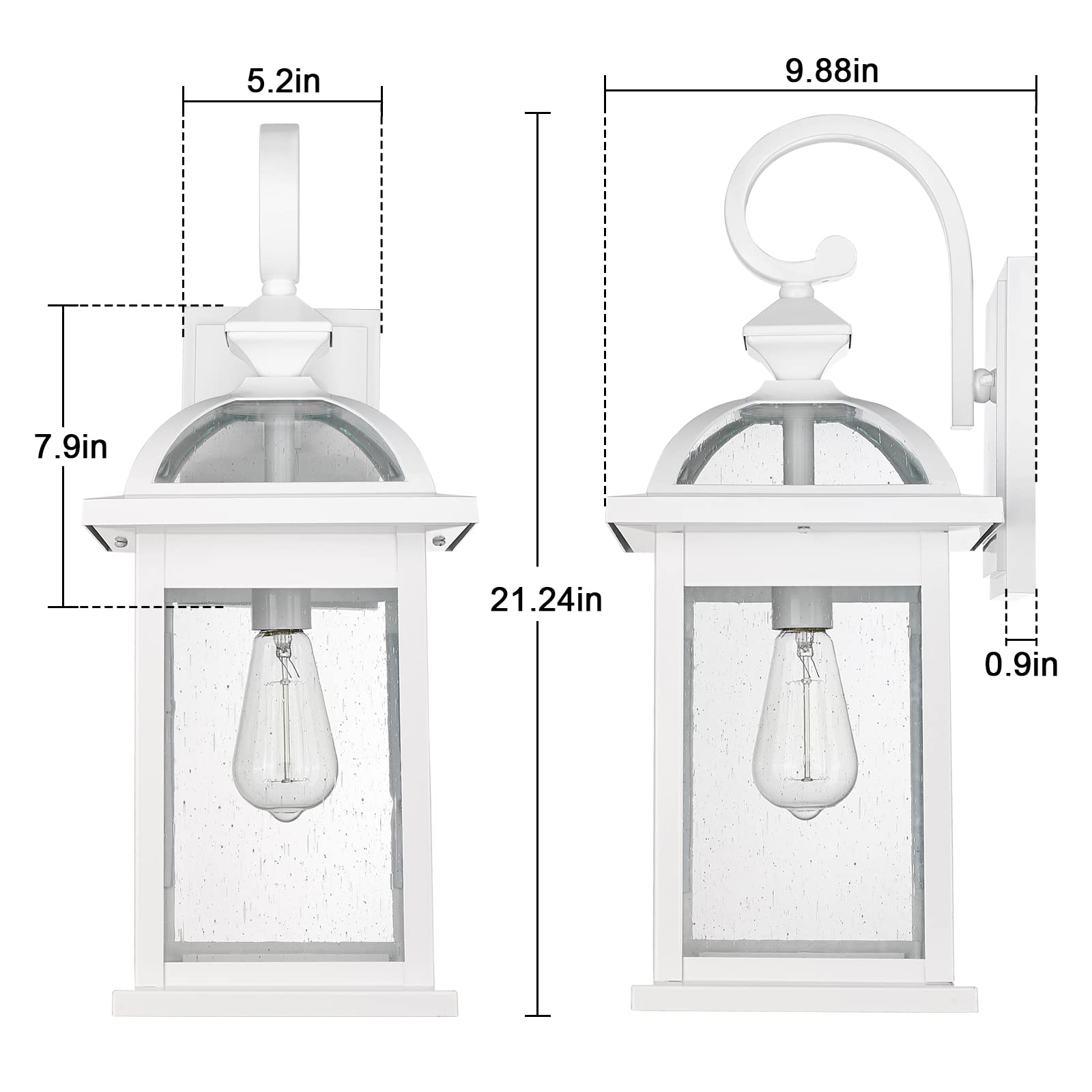 Darkaway Outdoor Lights Fixtures Wall Mount, Large 22Inch Outdoor Wall Sconce Lights With Seeded Glass Waterproof Outside Exteri
