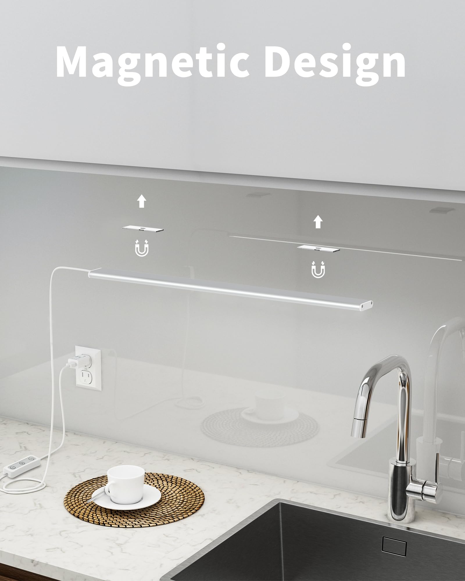 Asoko Under Cabinet Light, Upgrade 16Inch Led Closet Light With Dimmable 6000K Cool White And Memory Function, Plug-In Under Cou