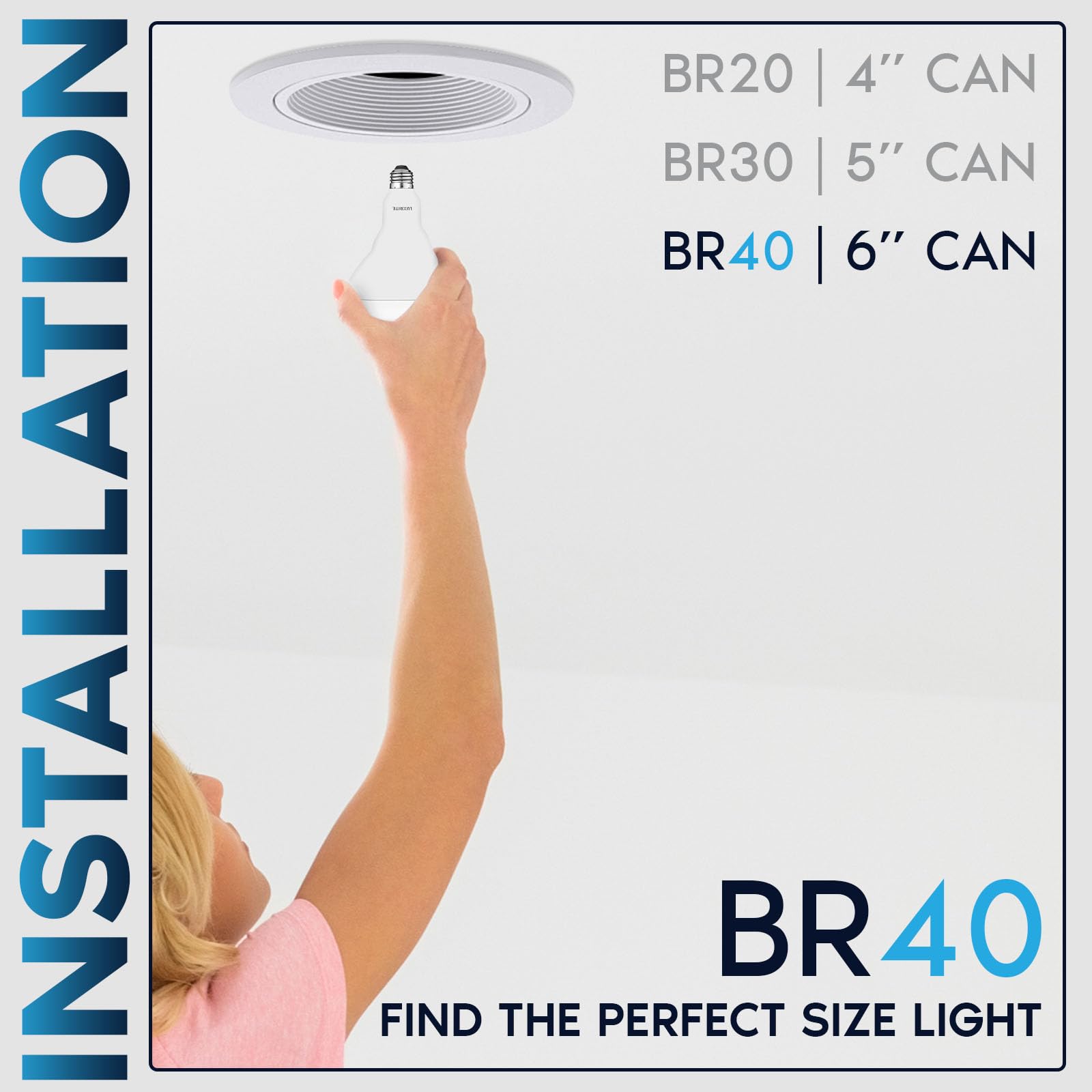 LUXRITE BR40 LED Light Bulbs 85W Equivalent 6500K Daylight Dimmable 1100 Lumen 4 Pack E26 Medium Base