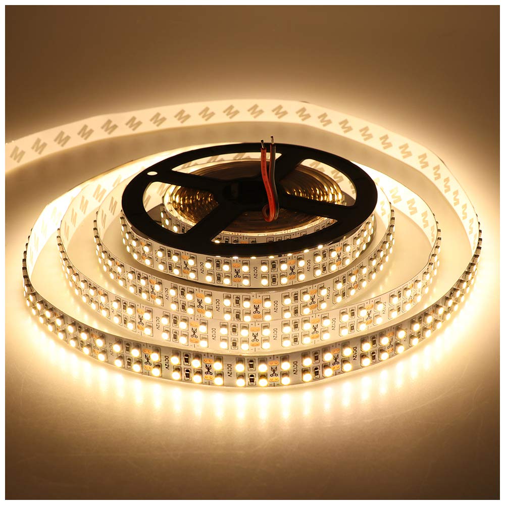Ledenet Warm White 2800K Led Strip Lights 16.4Ft Double Row 3528 Smd 1200 Leds Dc 12V Flexible Led Strip Tape Light Ribbon Lamp