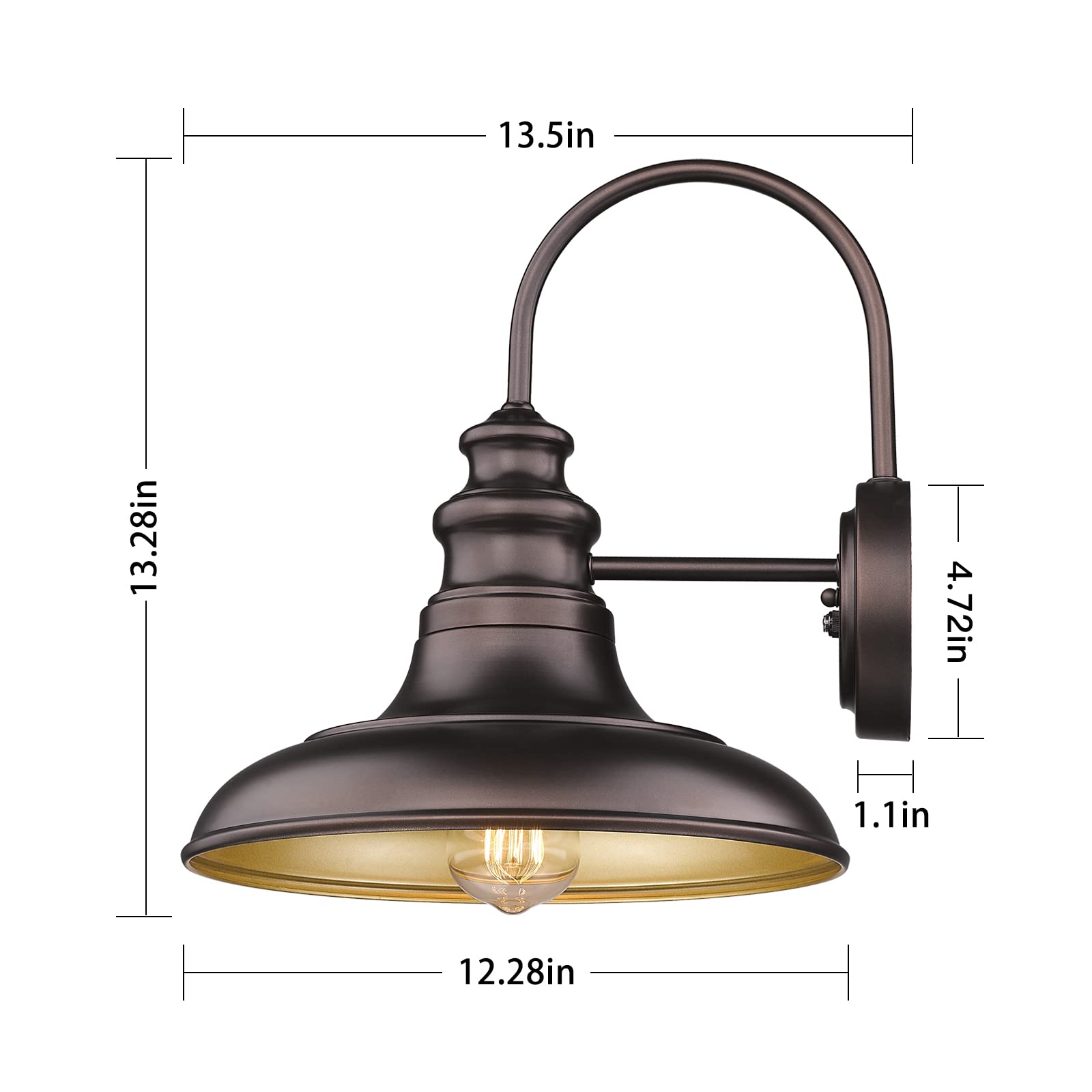 Dusk To Dawn Sensor Outdoor Barn Light Fixture Outdoor Wall Sconce Farmhouse Wall Mount Lights Exterior Gooseneck Light Fixture Bronze Finish Industrial Wall Lantern For Porch, Entryways, 2 Pack