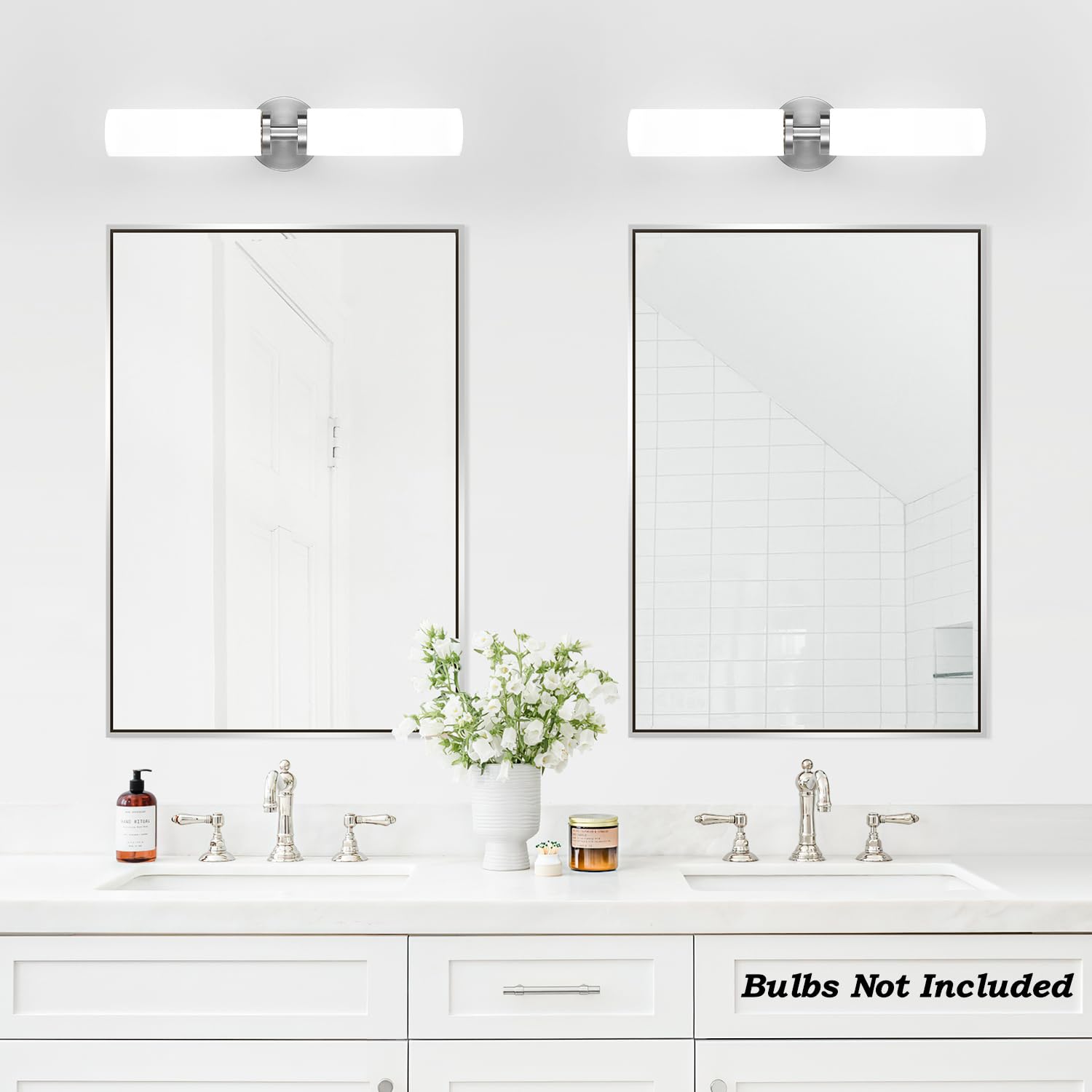 Indoi Wall Sconces Set Of Two  Brushed Nickel Gold Bathroom Sconces Wall Lighting With Milky White Glass  Modern Sconces Wall Decor Set Of 2 Bathroom Light Fixtures For Mirror Living Room Bedroom