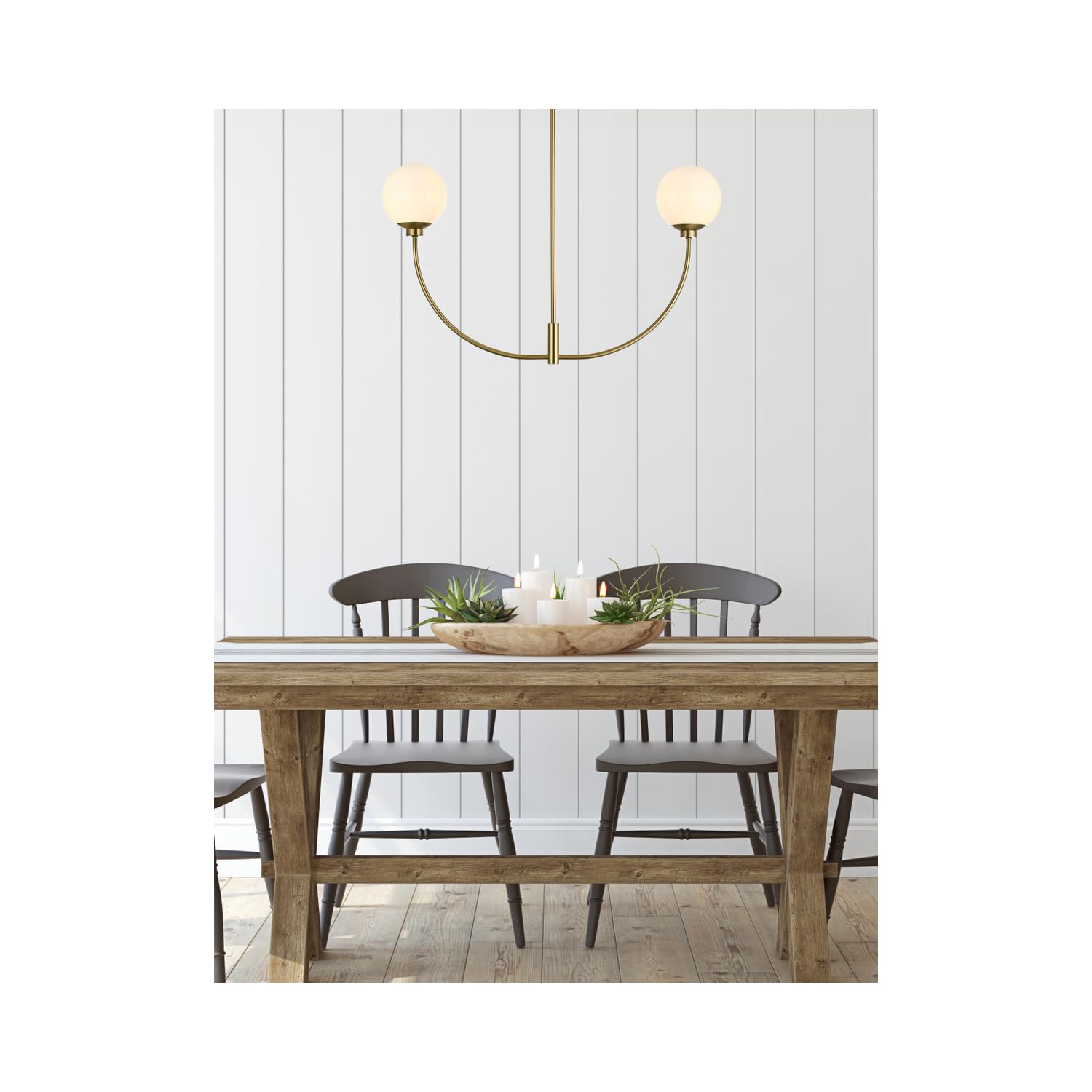 Living District 21&quot; 2-Light Satin Gold/White Metal Glass Chandelier