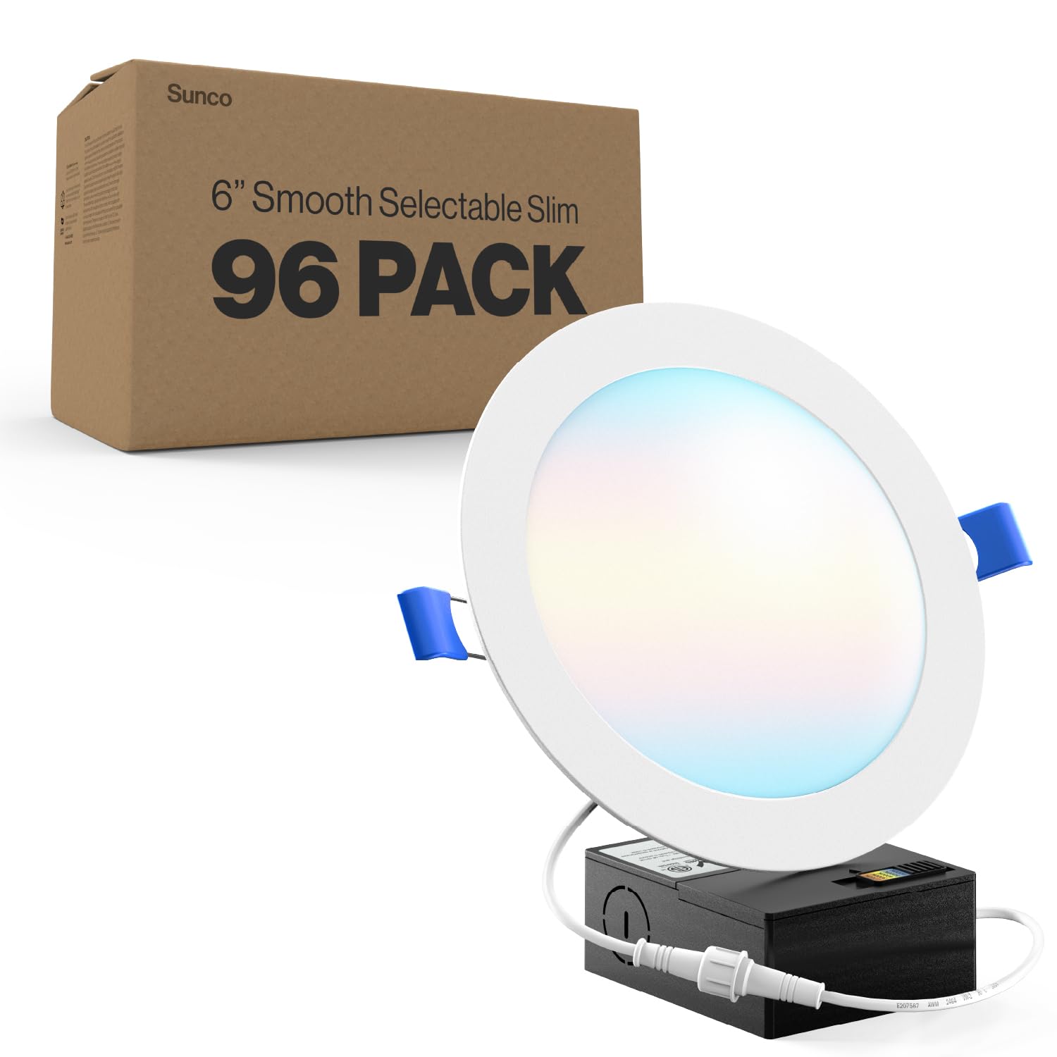 Sunco 96 Pack 6 Inch Ultra Thin LED Recessed Ceiling Lights, High Brightness 1500LM, Selectable CCT 2700K/3000K/3500K/4000K/5000